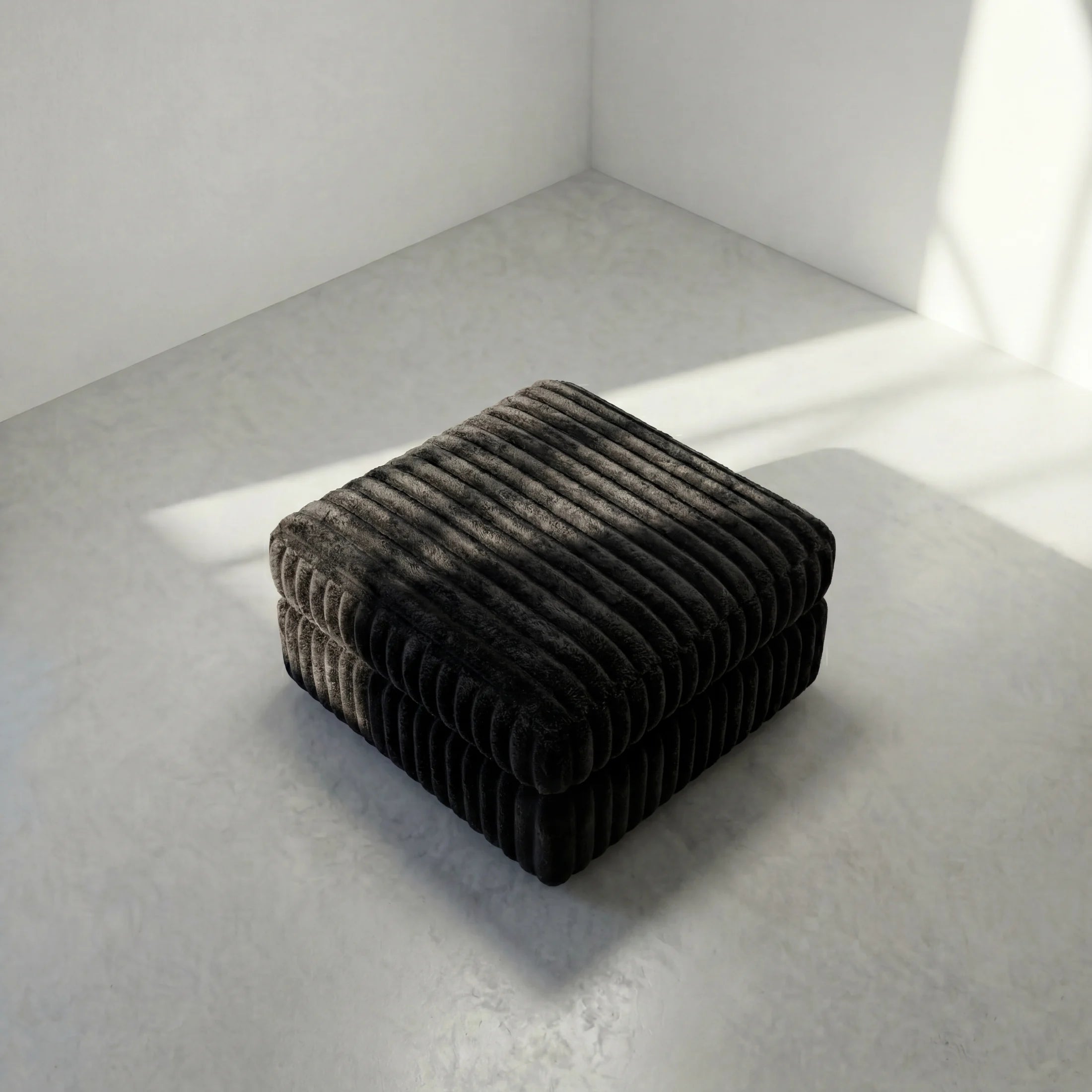 Minky Black Modular Ottoman