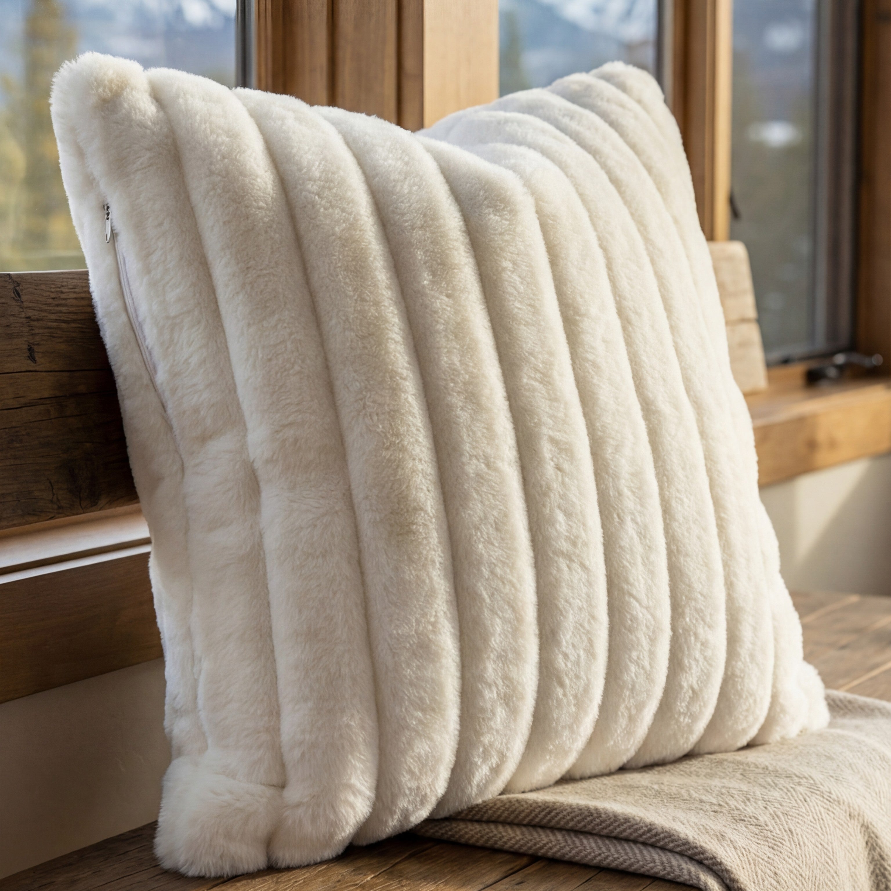 24" Minky Cream Throw Pillow