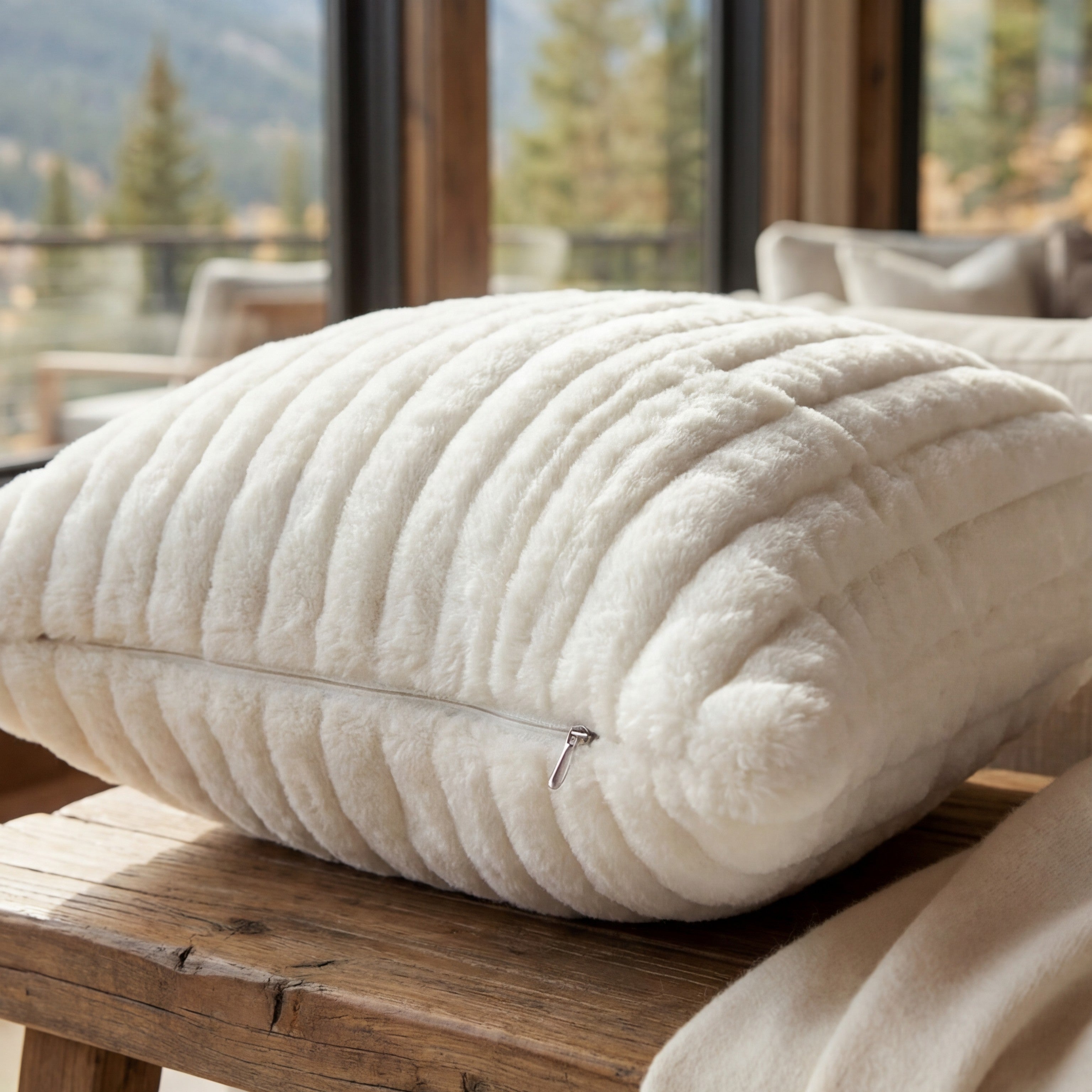 Minky Cream Throw Pillow