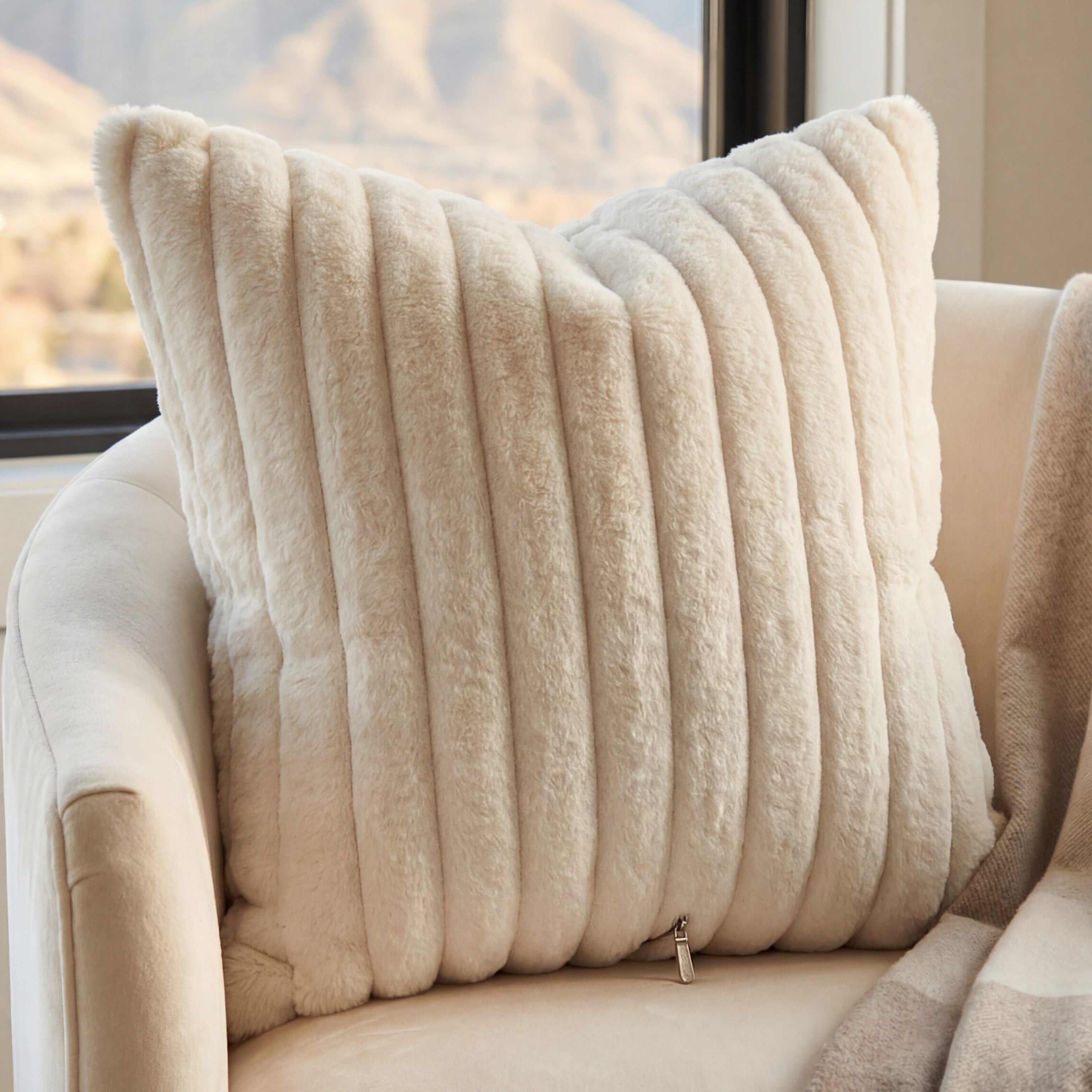 Minky Cream Two-Piece Sectional