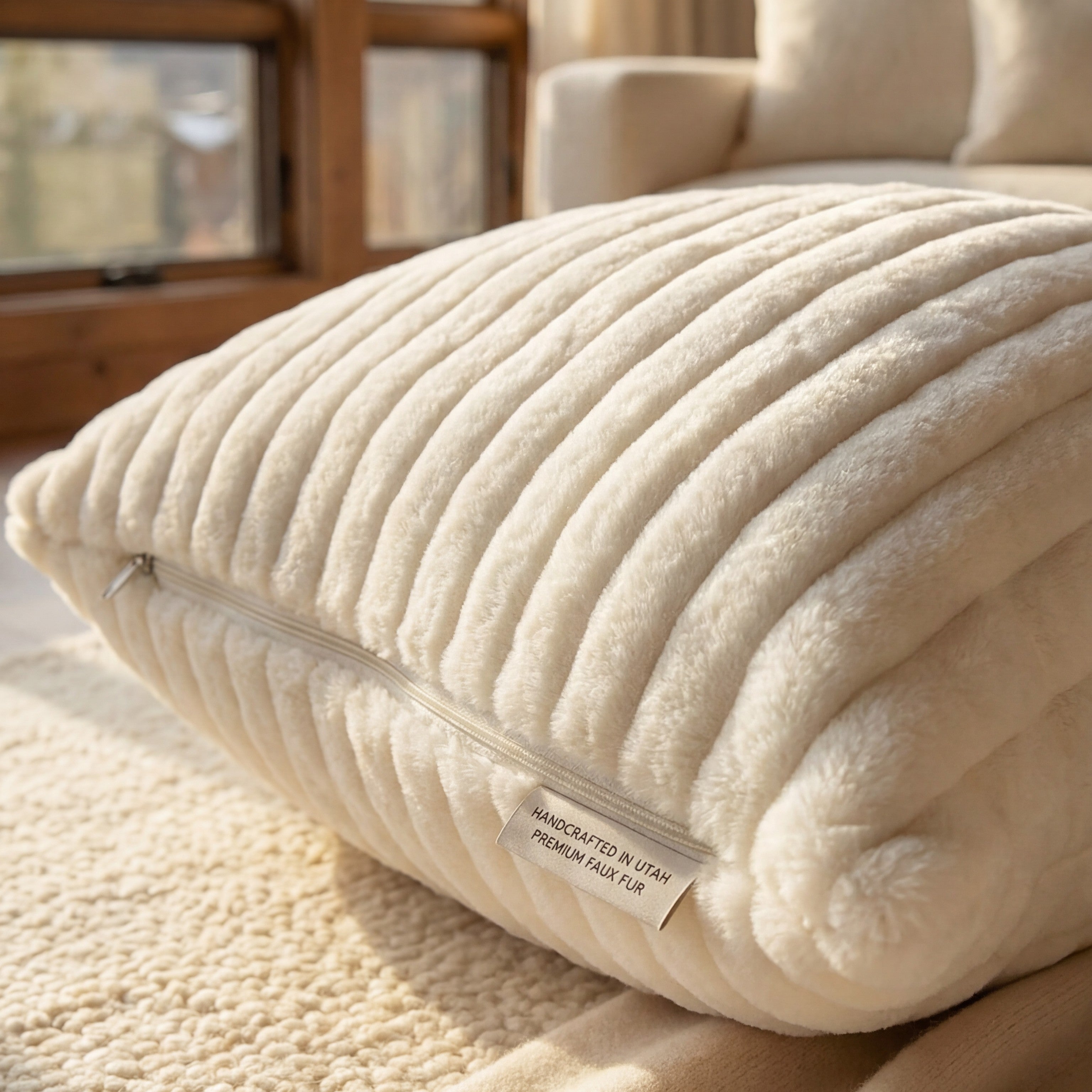 24" Minky Cream Throw Pillow