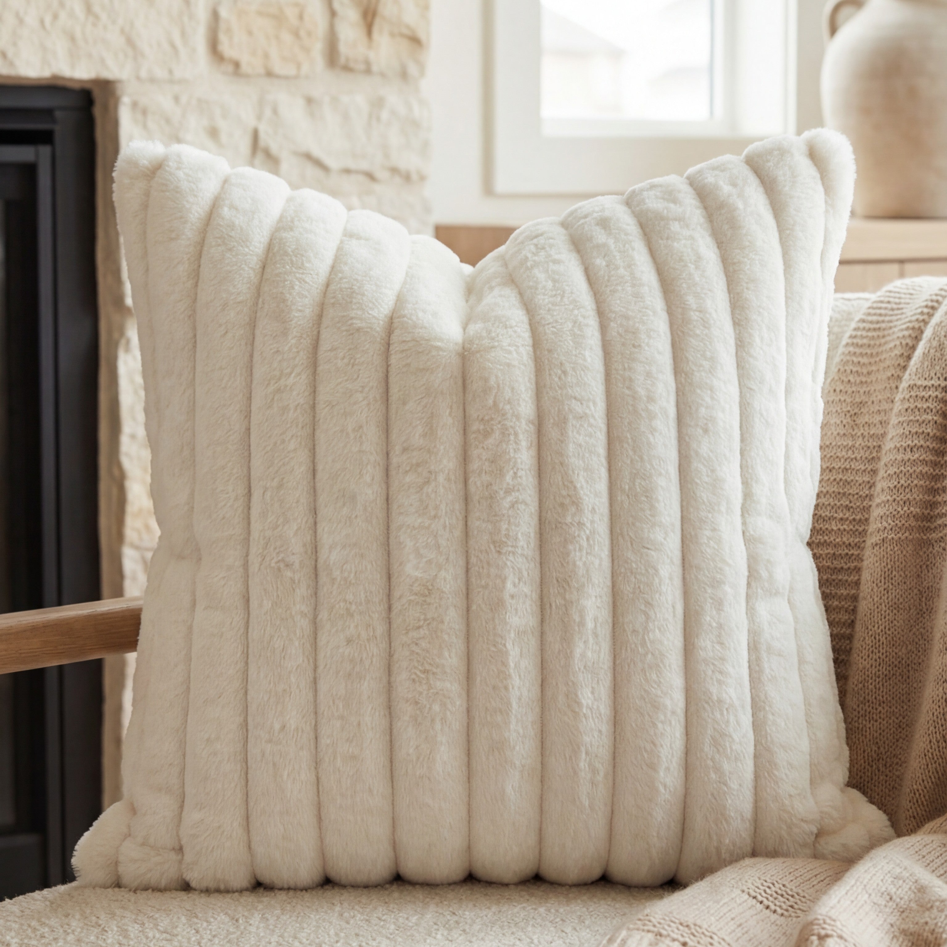 Minky Cream Throw Pillow
