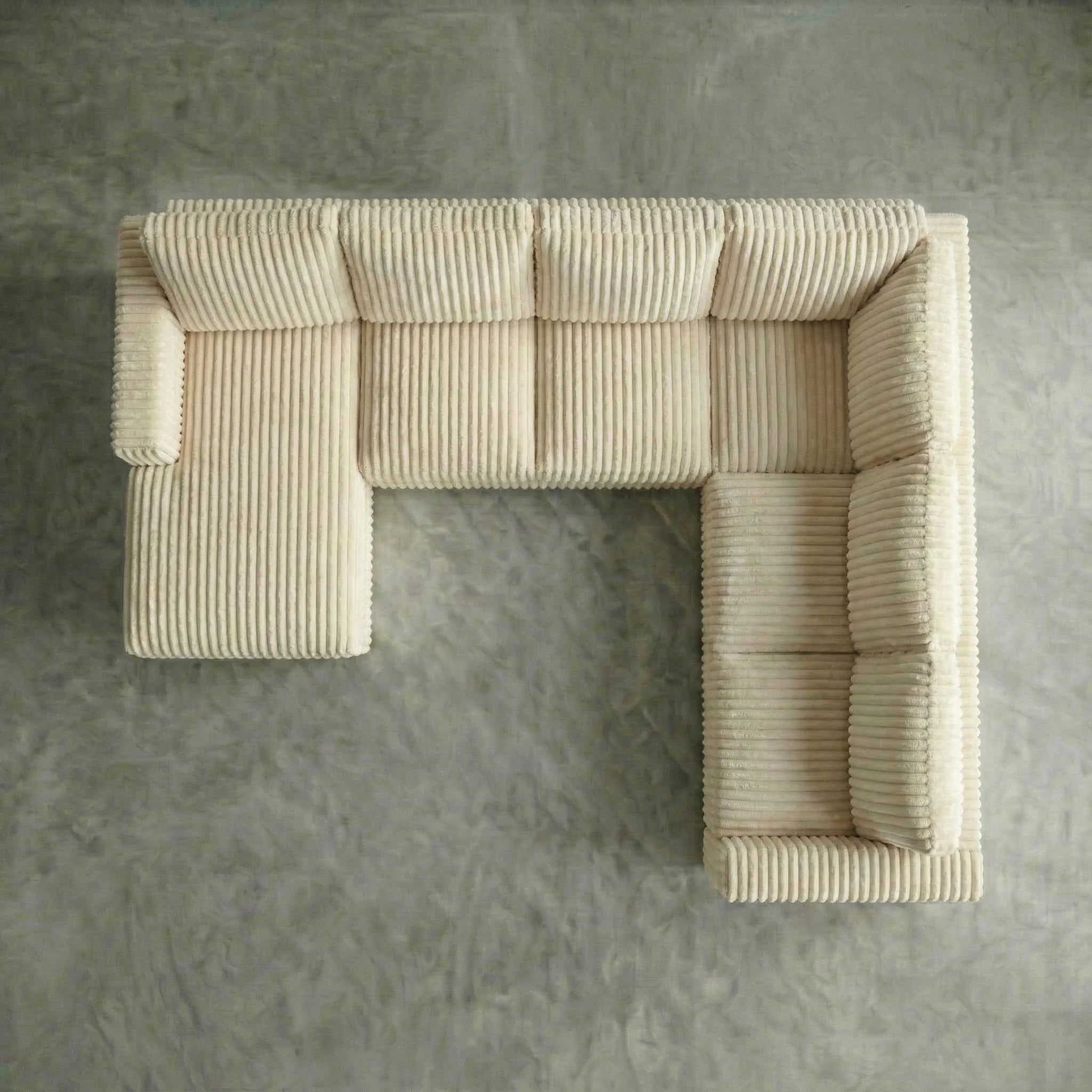 Minky Cream Three-Piece Chaise Sectional