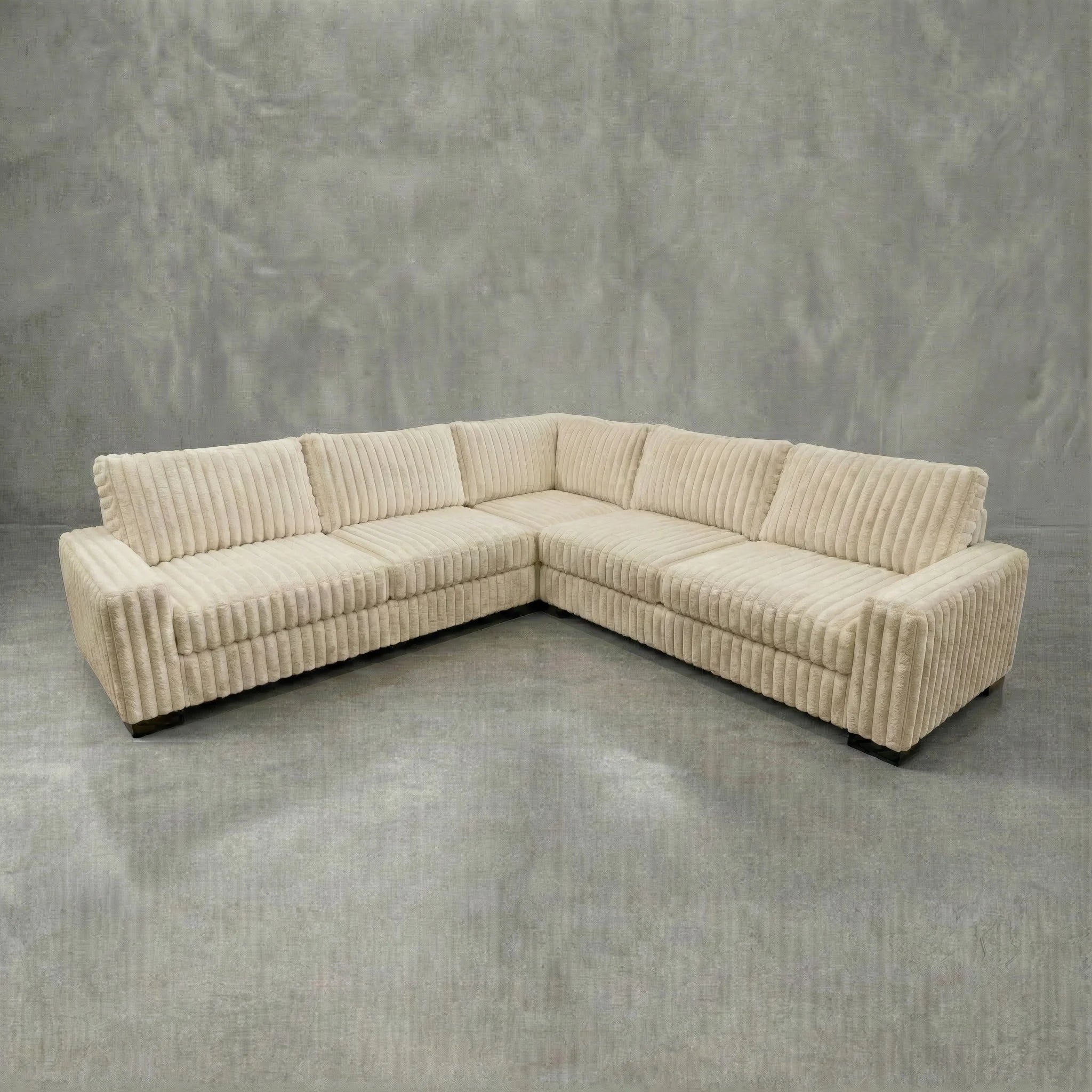 Minky Cream Three-Piece Sectional