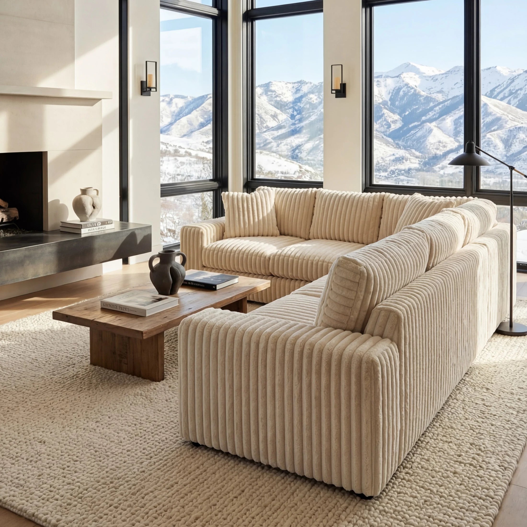 Minky Cream Three-Piece Sectional
