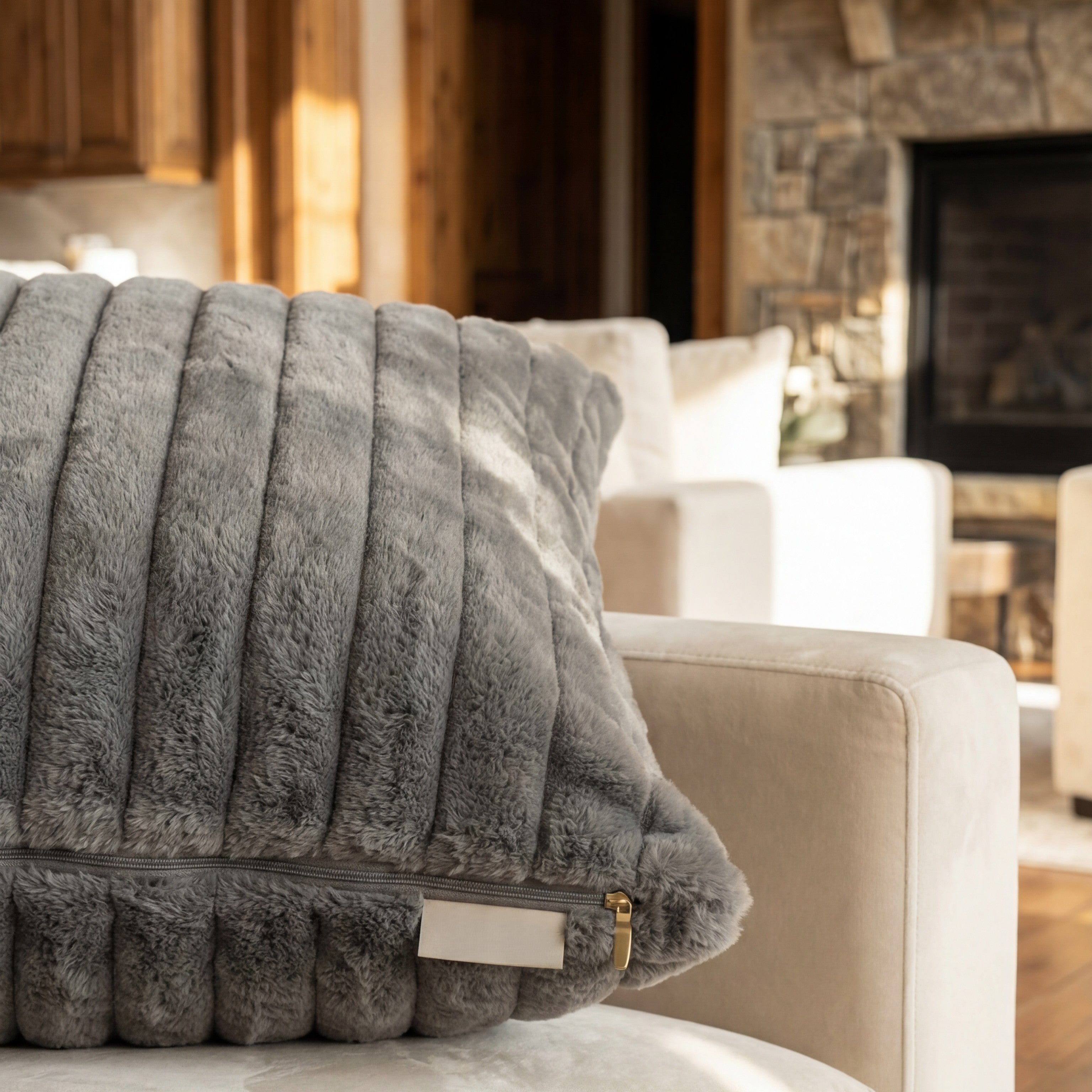 Minky Grey Throw Pillow