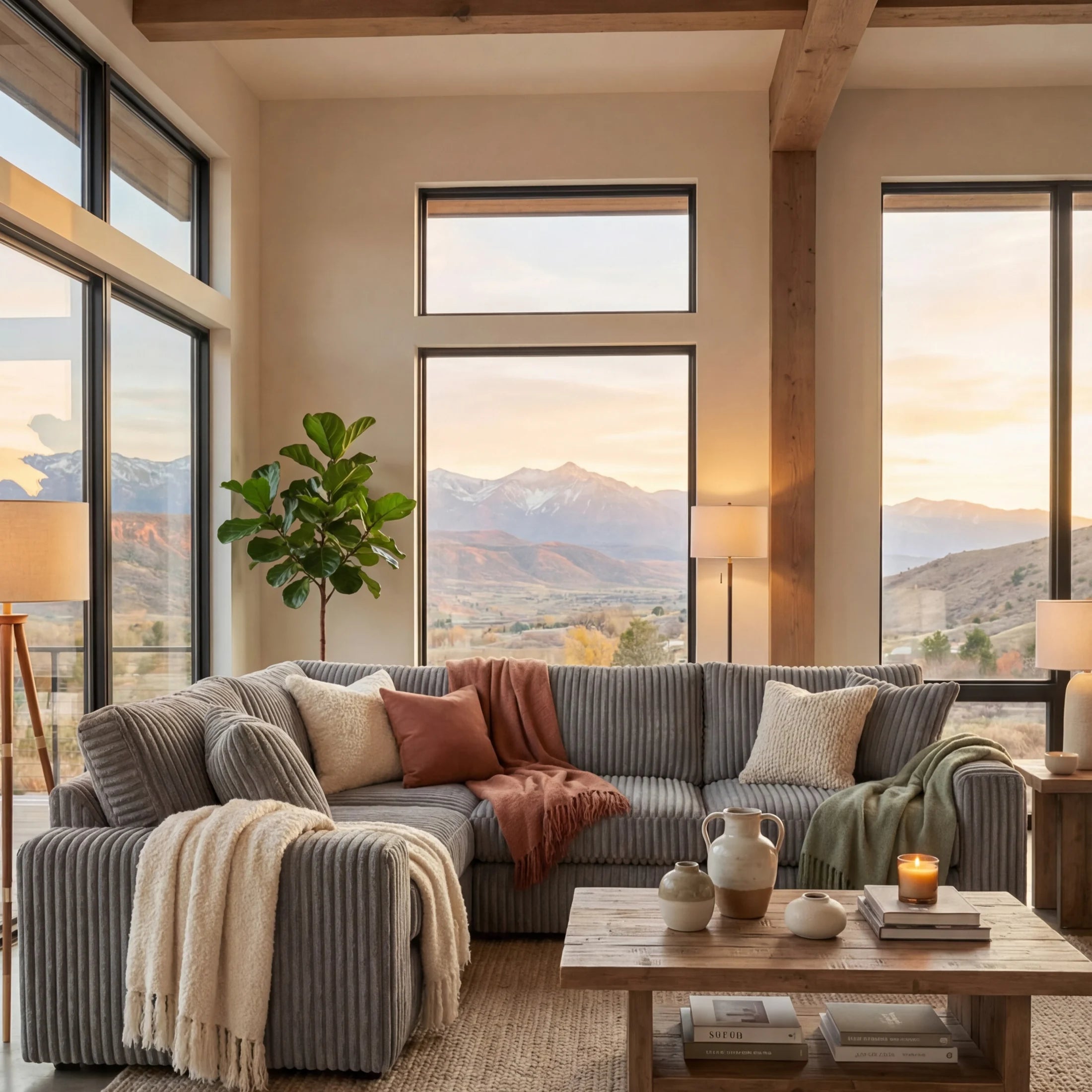Minky Grey Three-Piece Sectional
