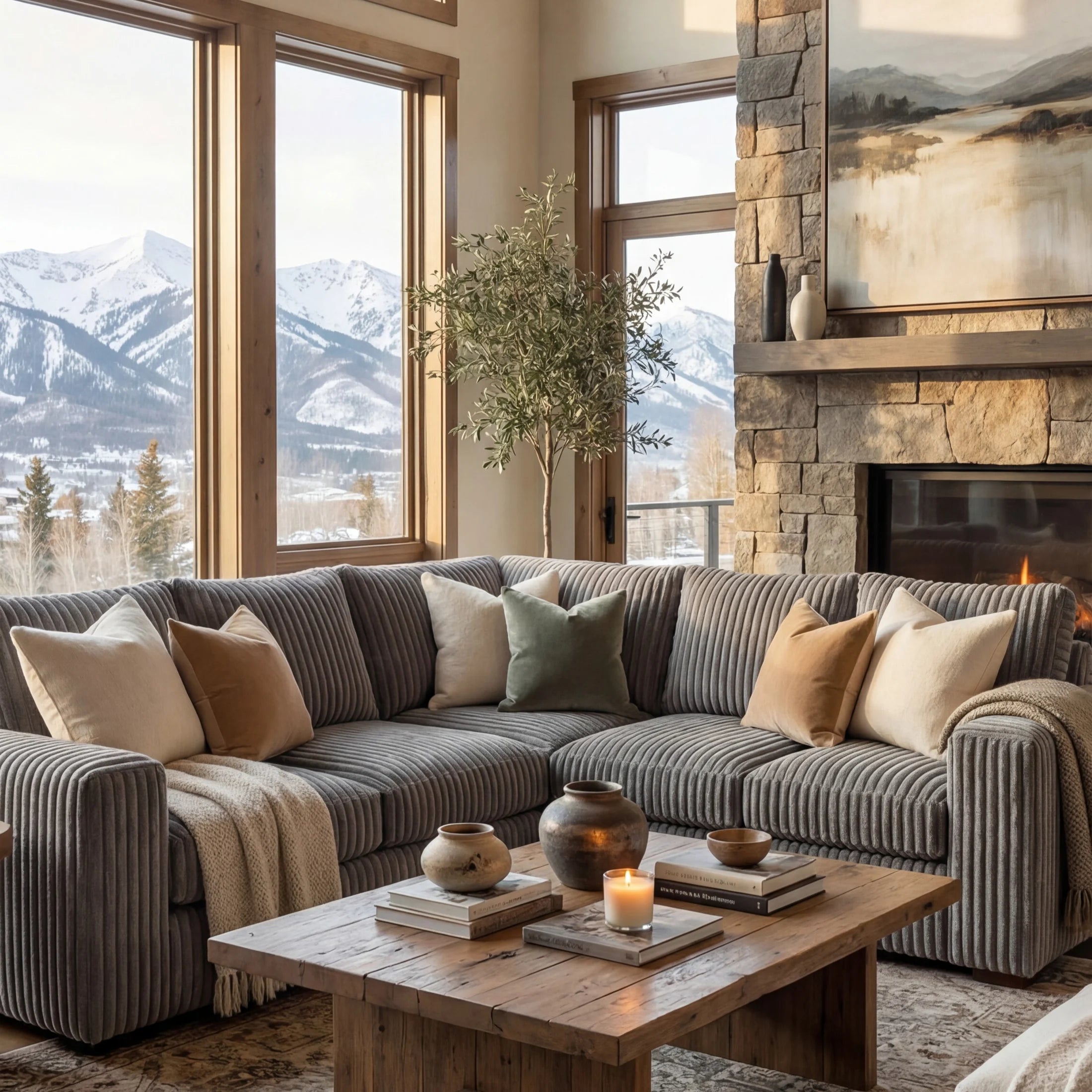 Minky Grey Three-Piece Sectional
