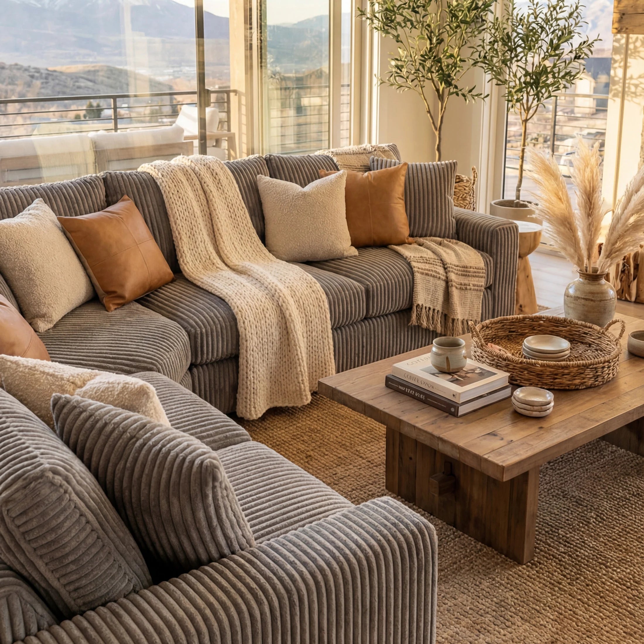 Minky Grey Three-Piece Sectional