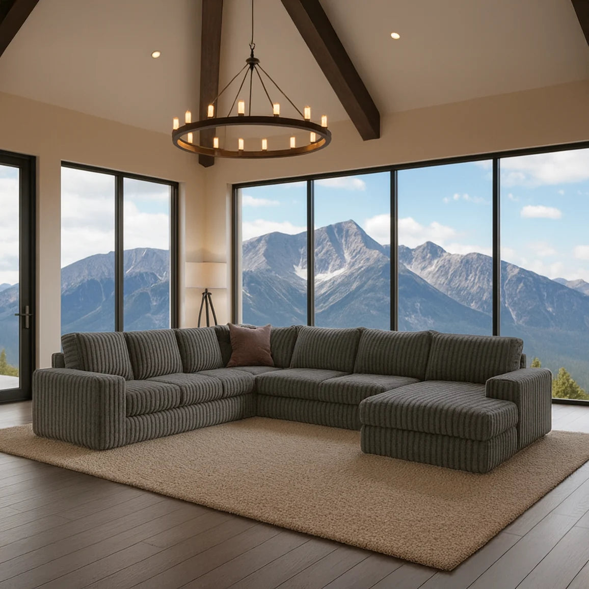 Minky Grey Three-Piece Chaise Sectional