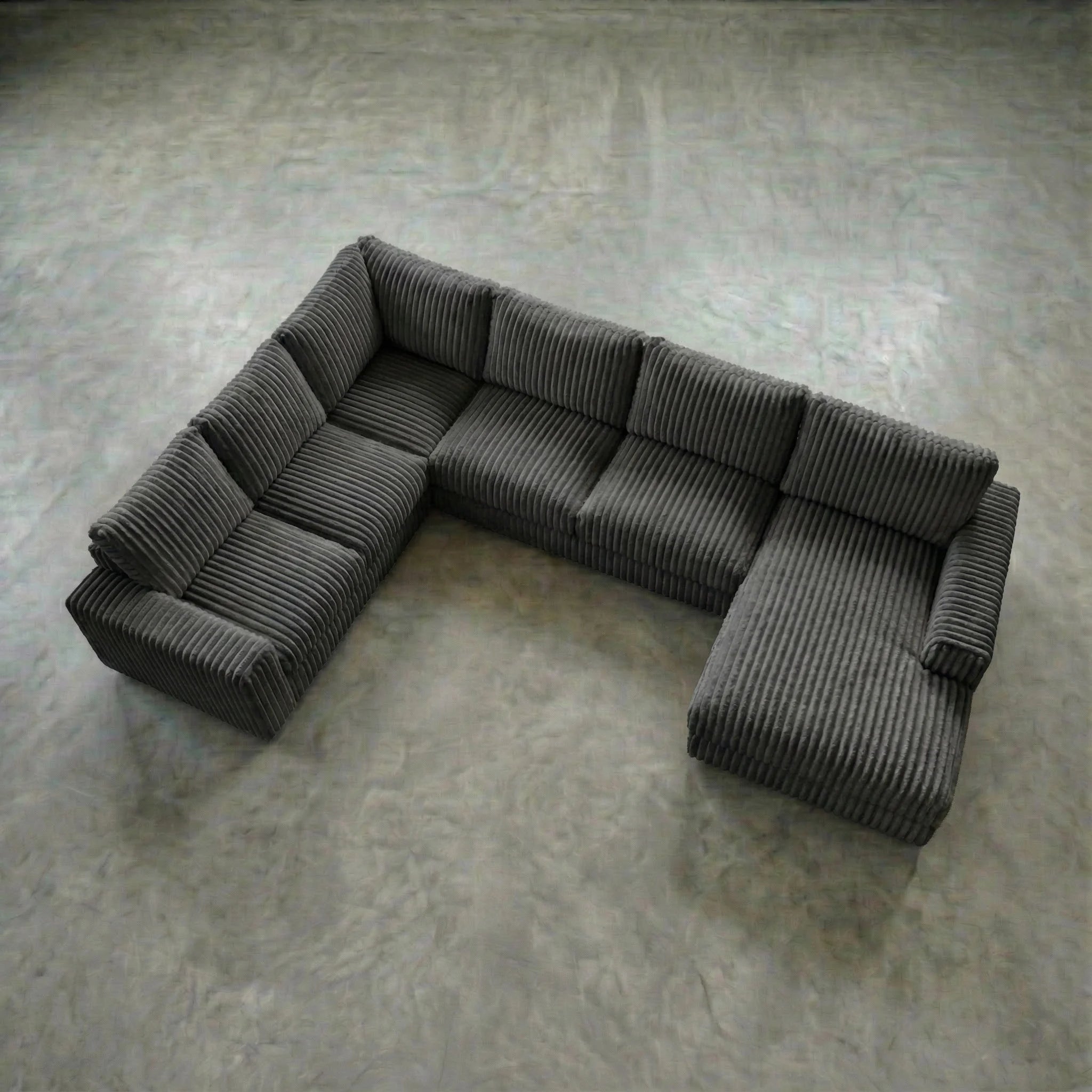Minky Grey Three-Piece Chaise Sectional