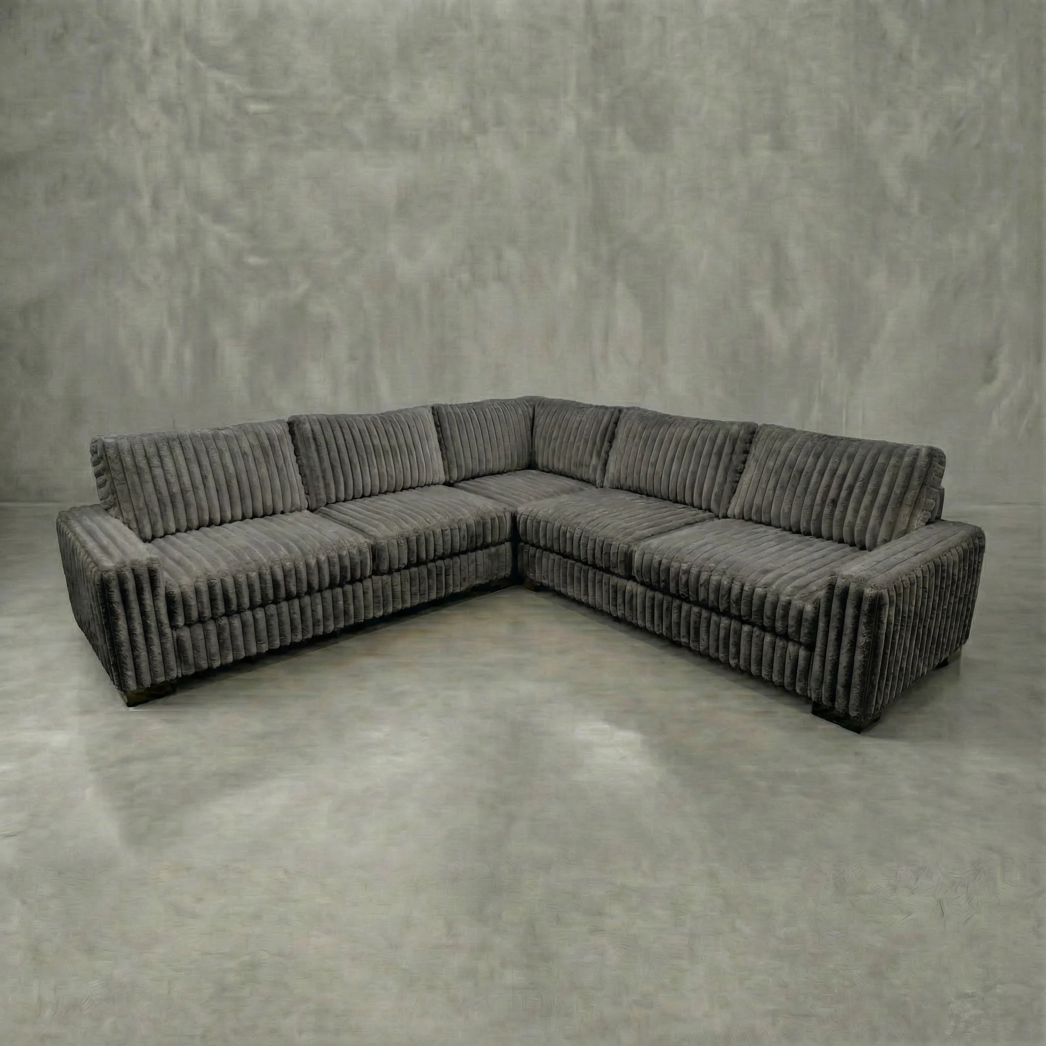 Minky Grey Three-Piece Sectional