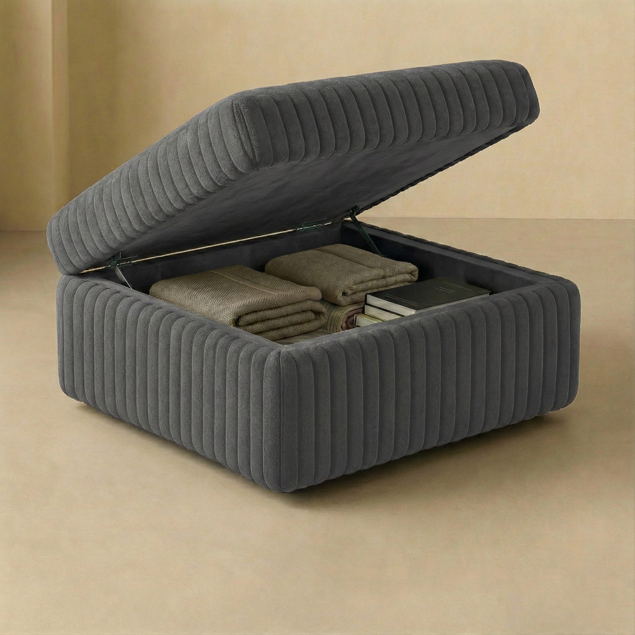 Minky Grey Ottoman Square
