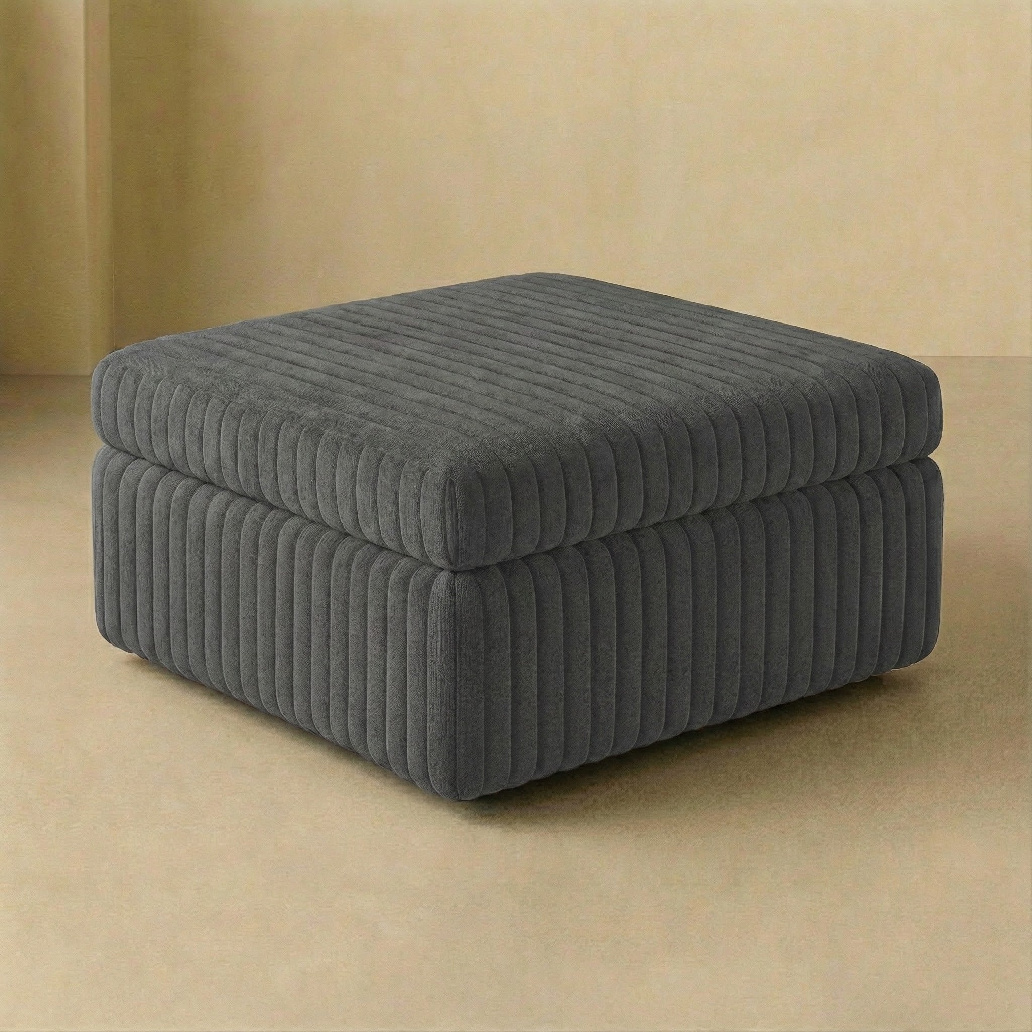 Minky Grey Ottoman Square