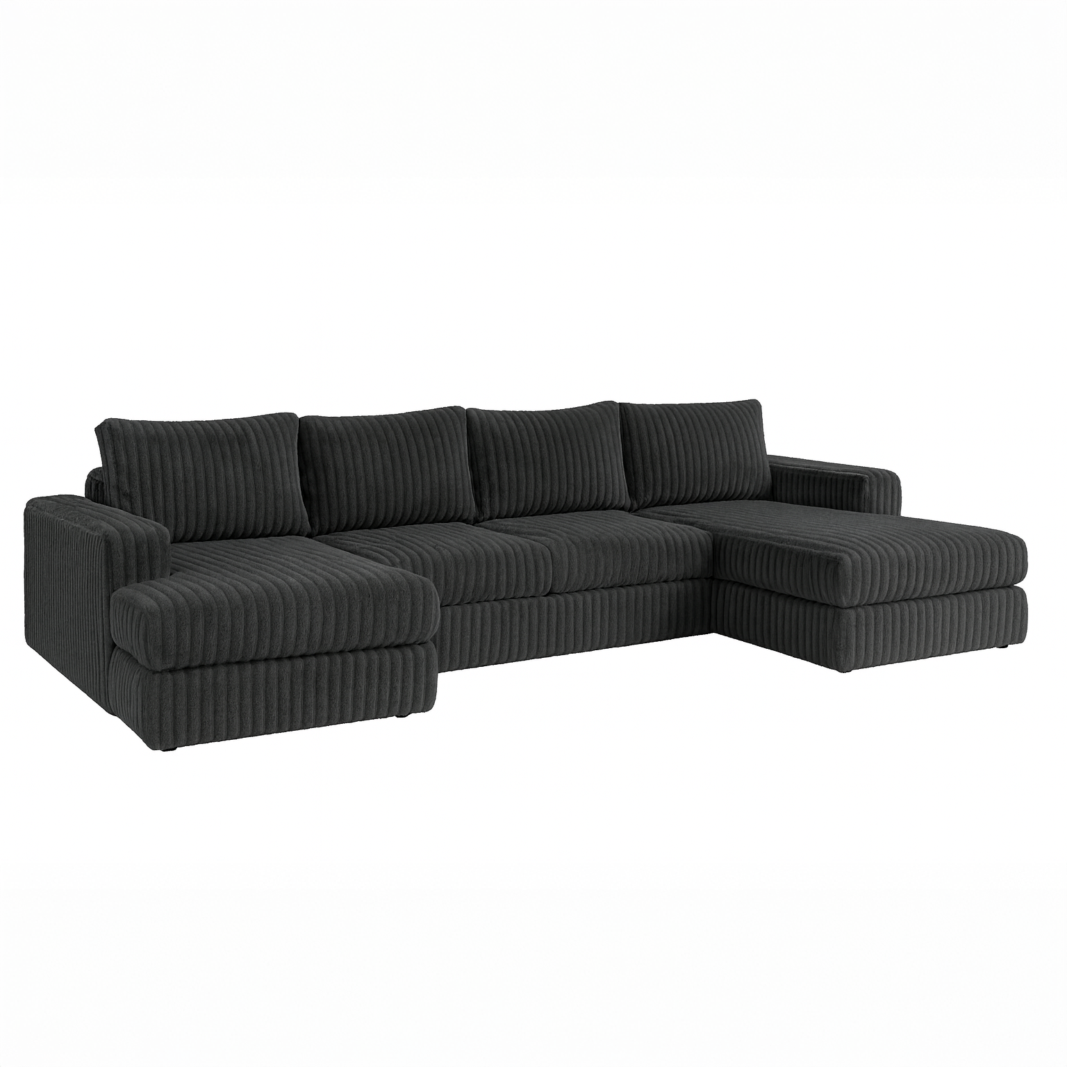 Minky Grey Three-Piece Double Chaise Sectional