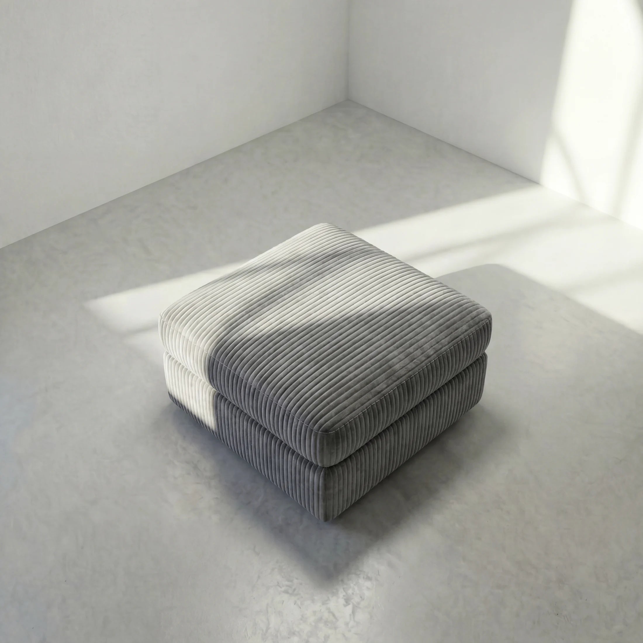 Minky Grey Modular Ottoman
