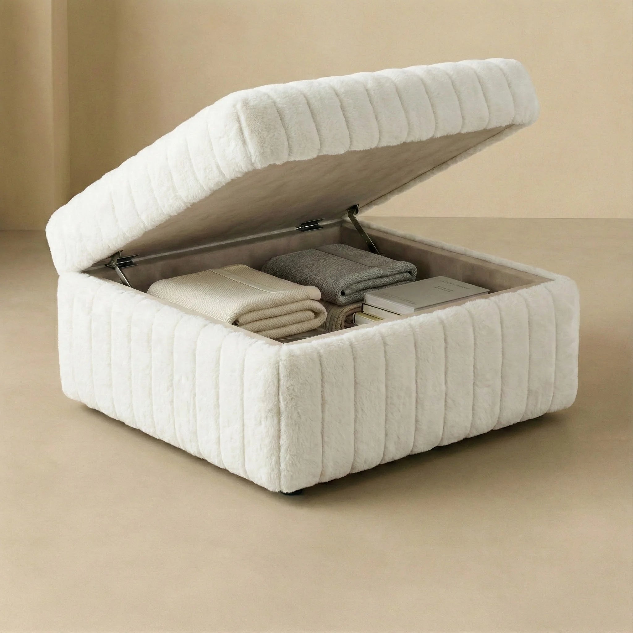 Minky Cream Modular Ottoman