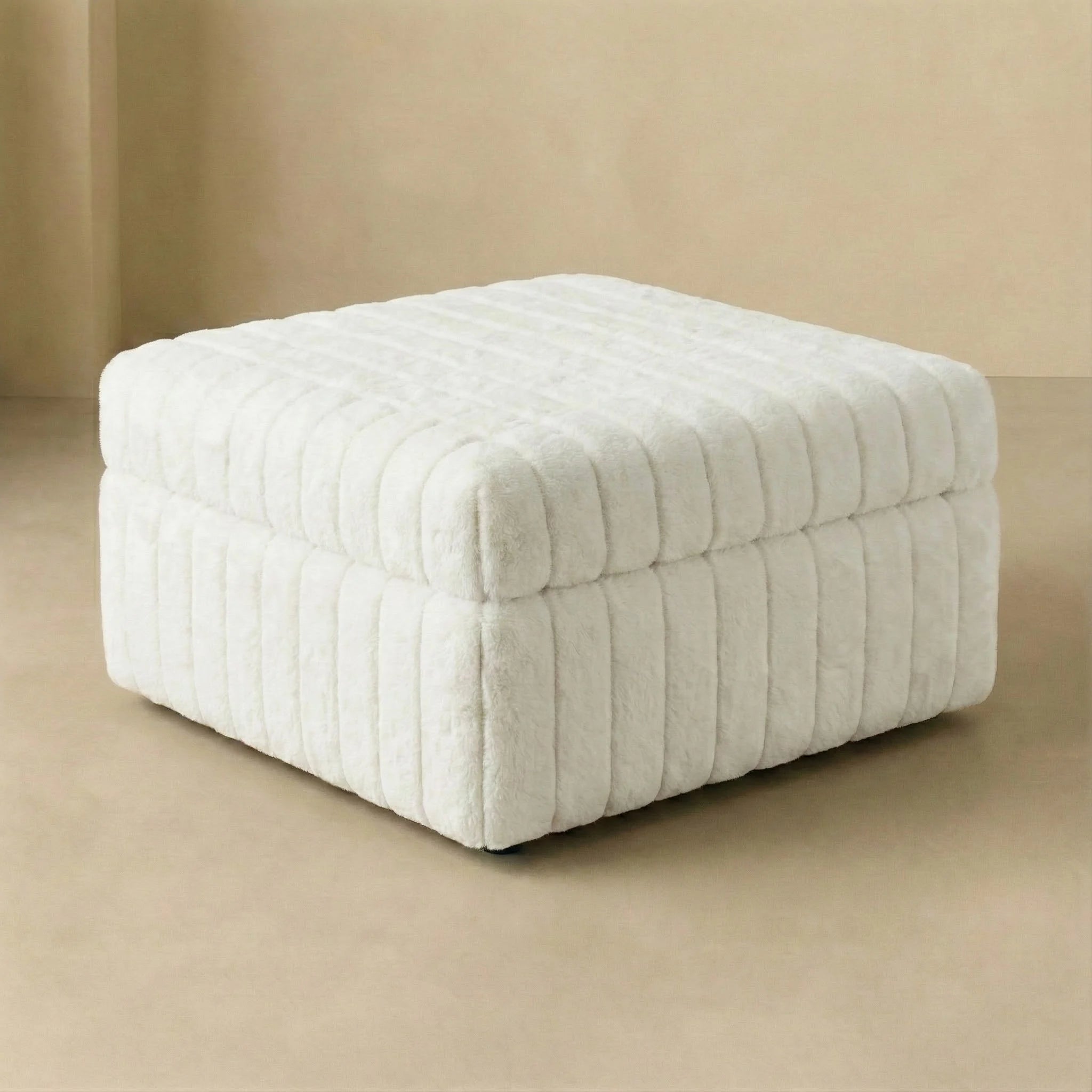Minky Cream Modular Ottoman