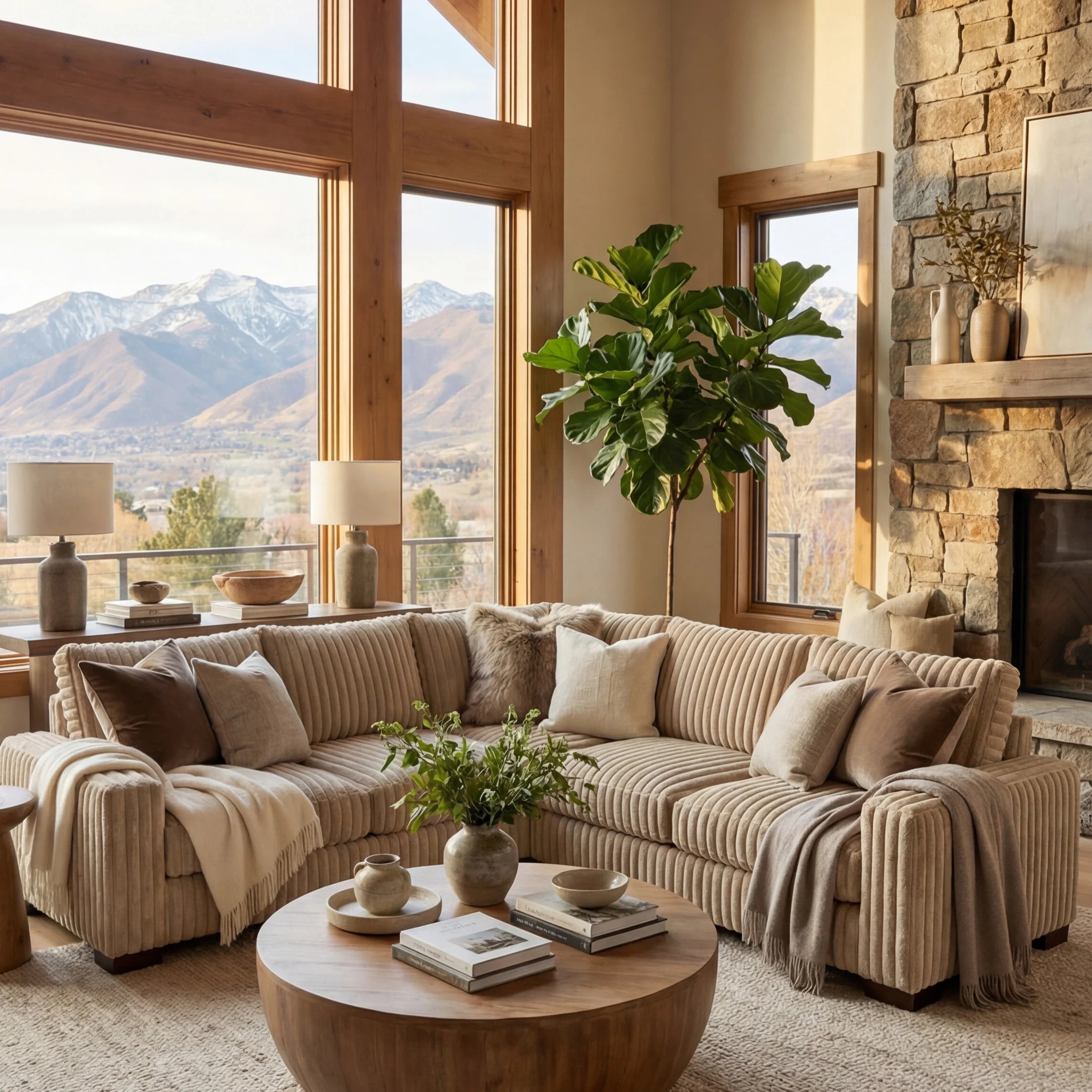 Minky Toast Three-Piece Sectional