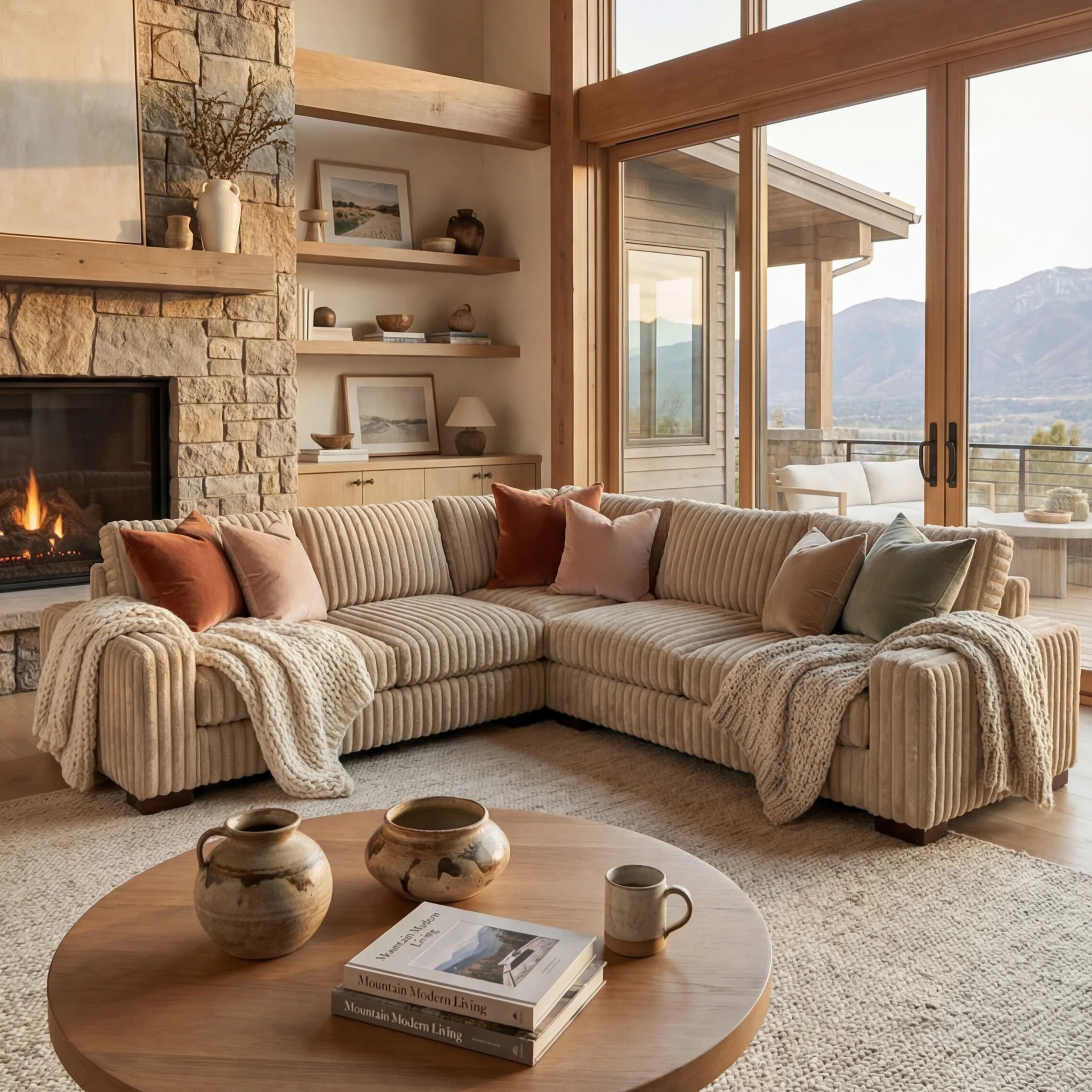 Minky Toast Three-Piece Sectional