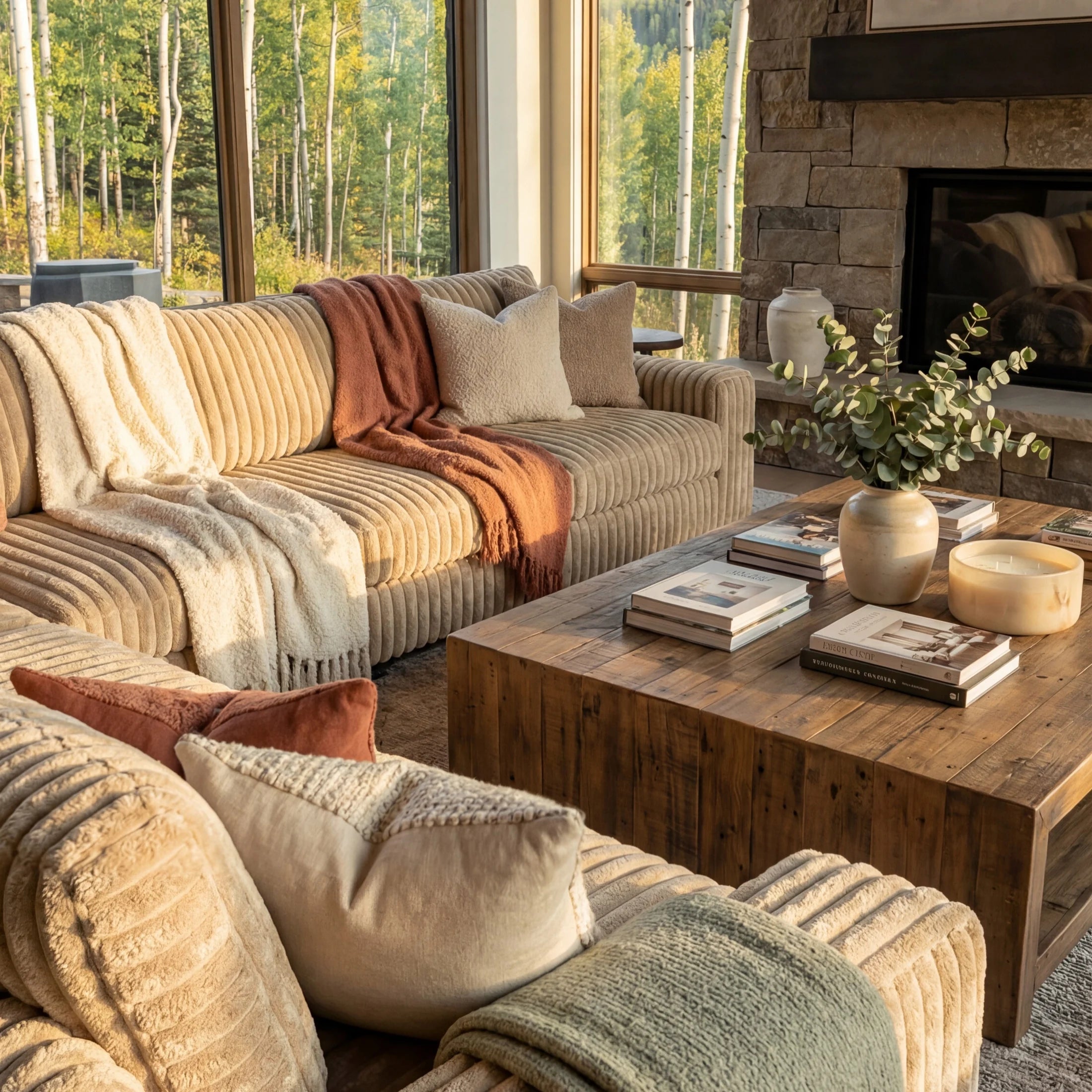 Minky Toast Three-Piece Sectional