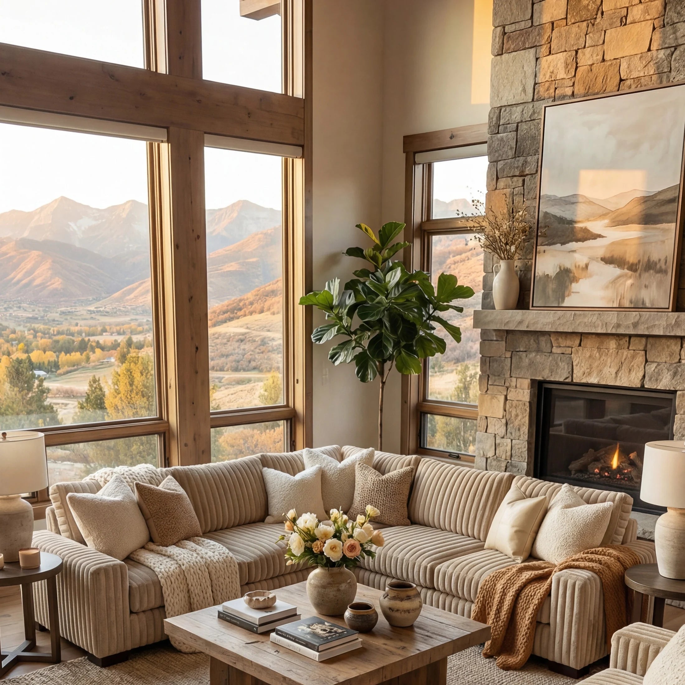Minky Toast Three-Piece Sectional