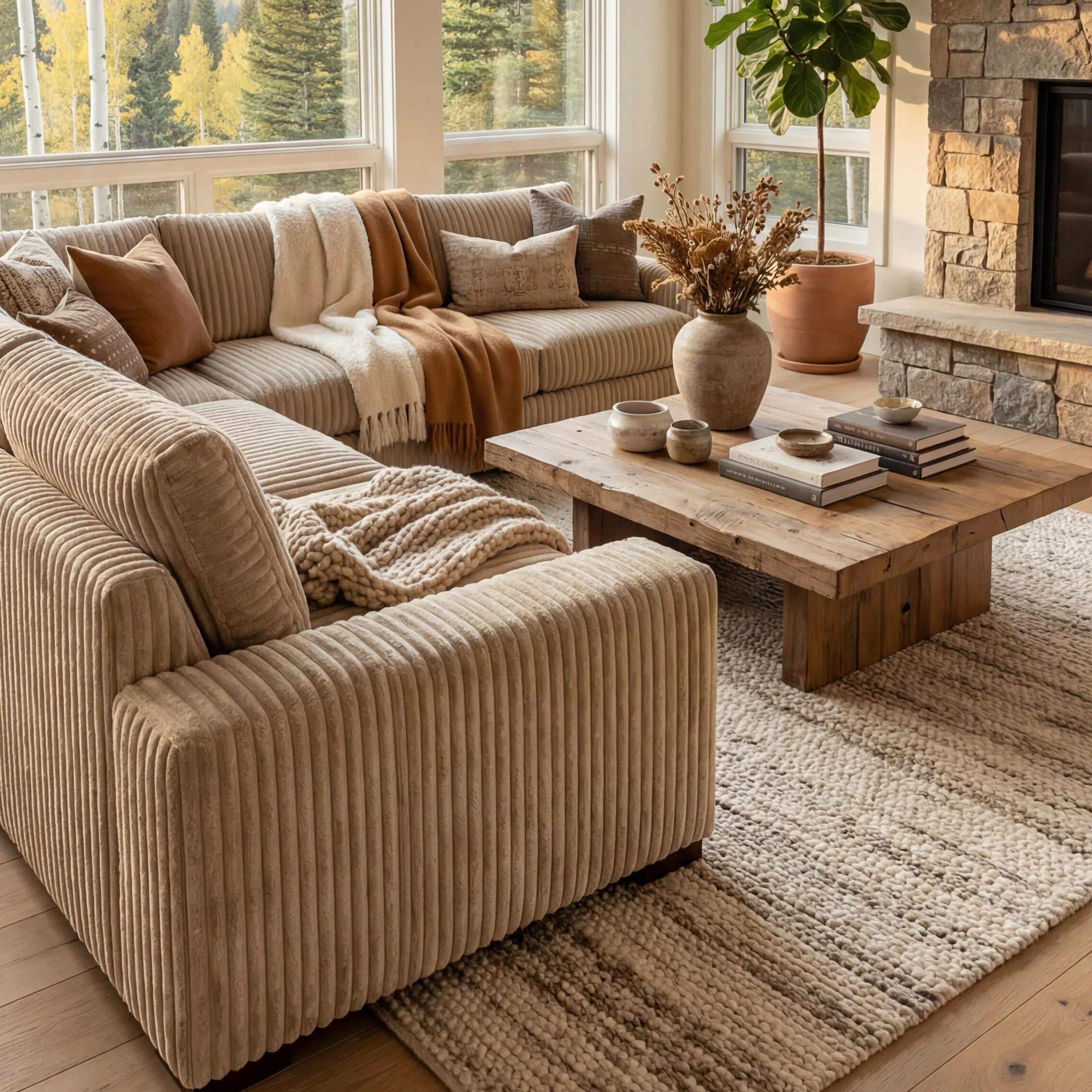 Minky Toast Three-Piece Sectional