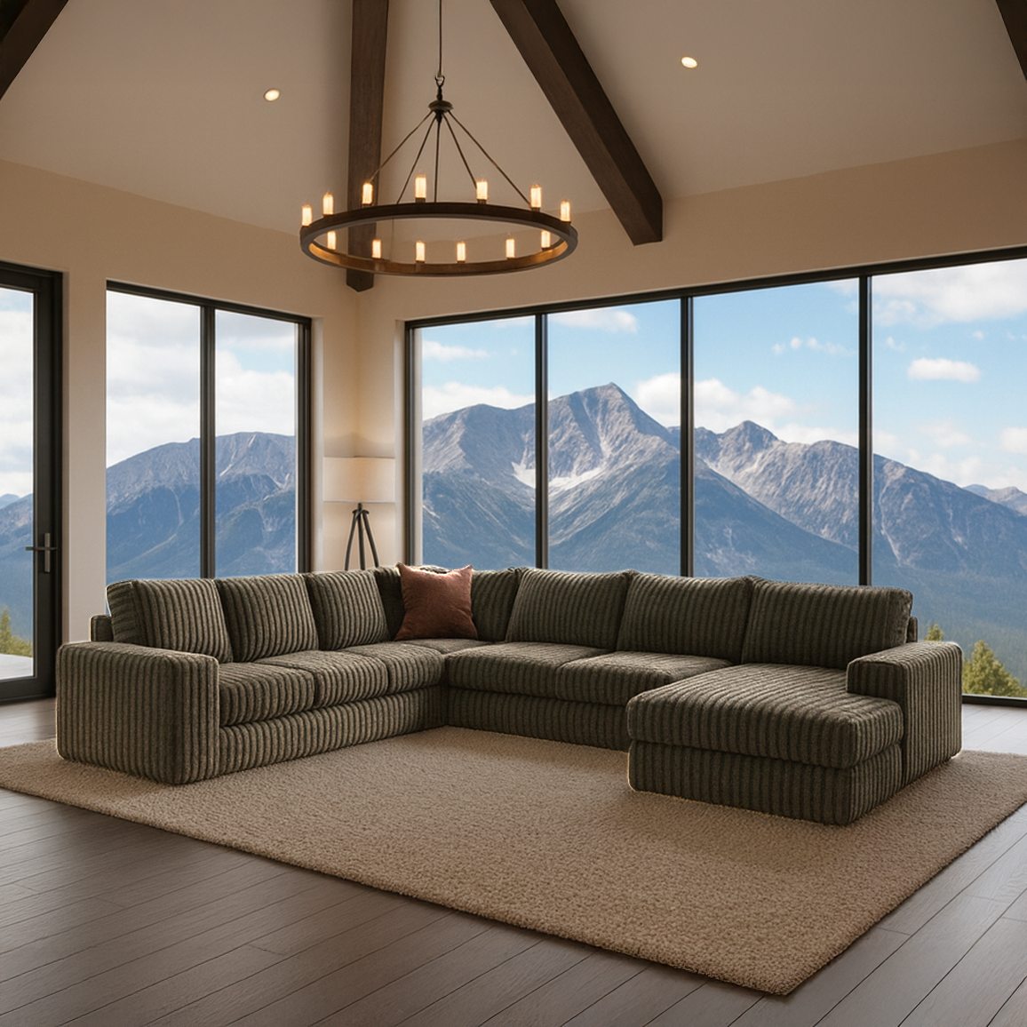 Minky Toast Three-Piece Chaise Sectional