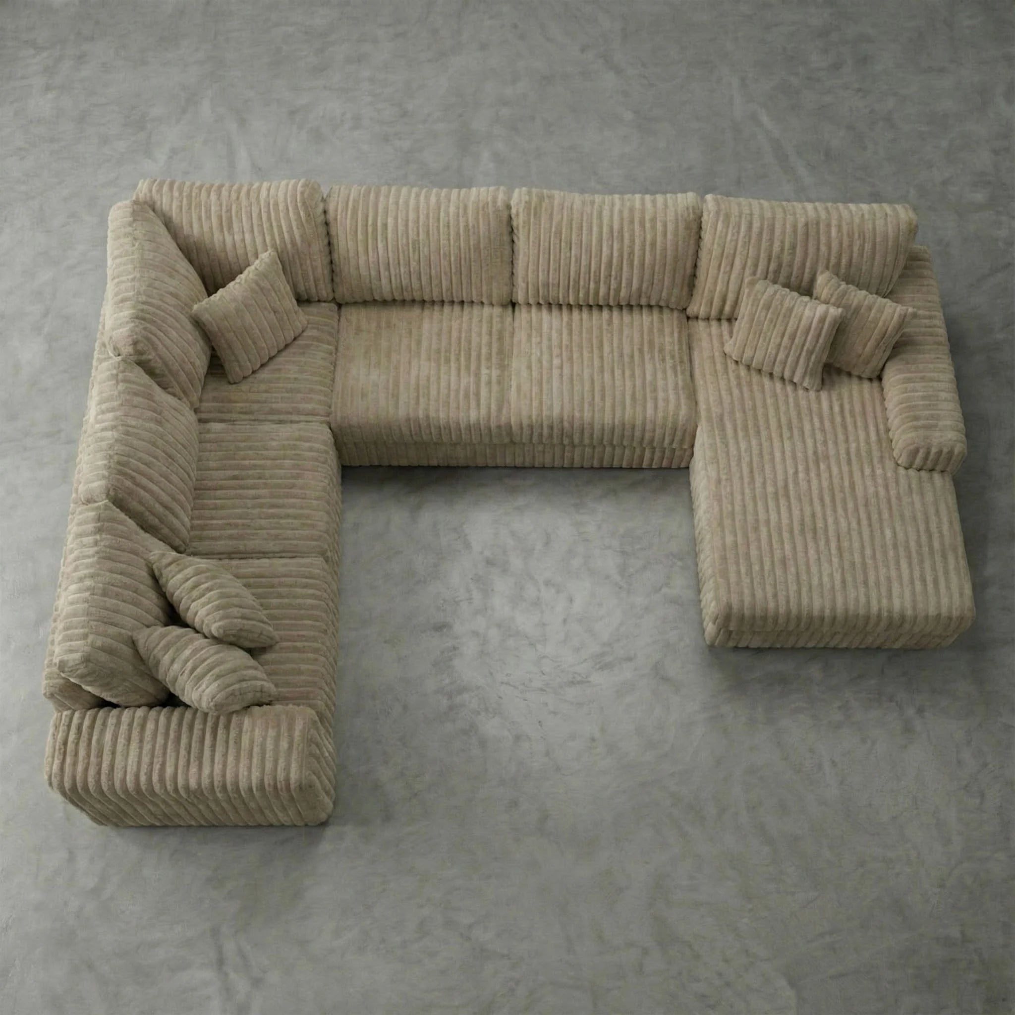 Minky Toast Three-Piece Chaise Sectional