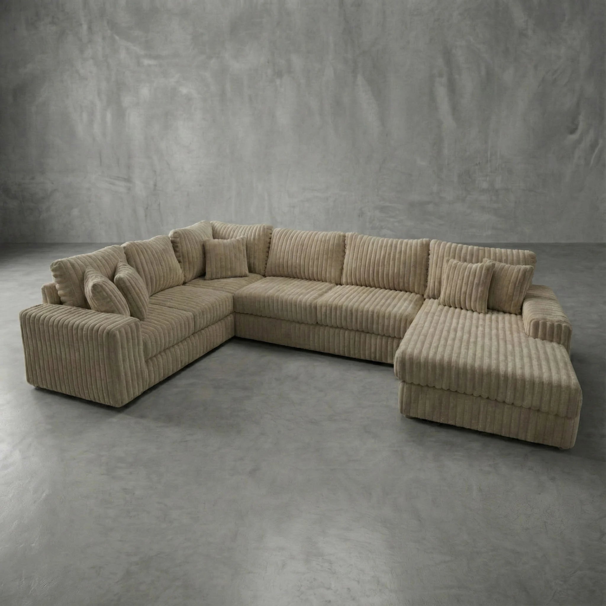 Minky Toast Three-Piece Chaise Sectional