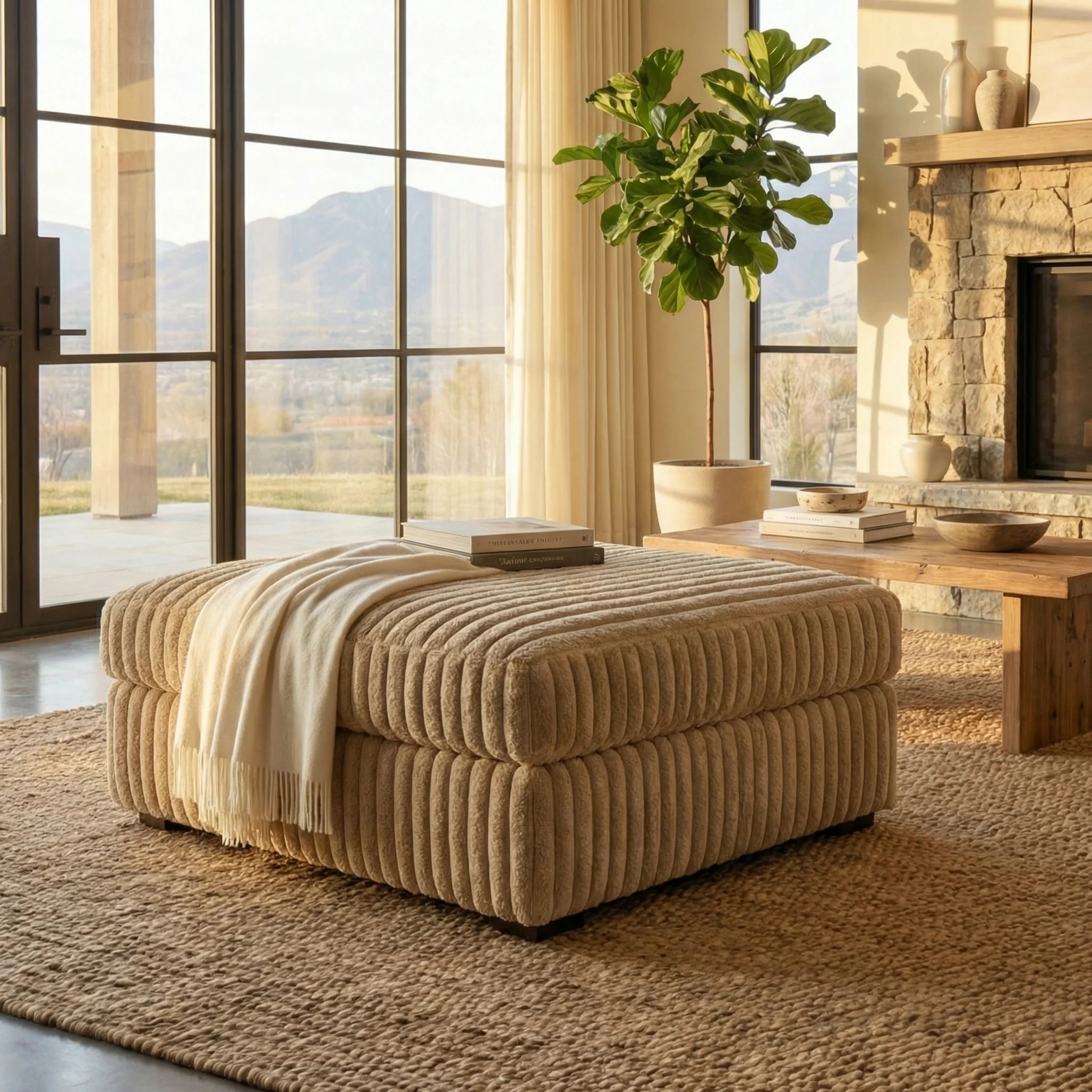 Minky Toast Modular Ottoman