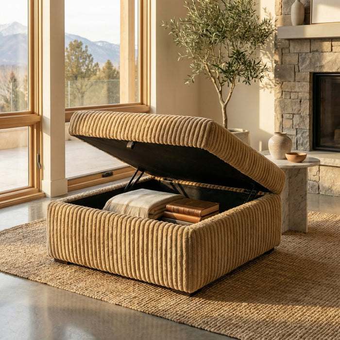 Minky Toast Ottoman Square
