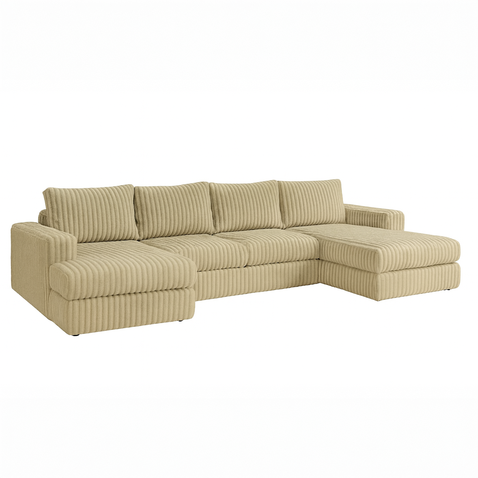 Minky Toast Three-Piece Double Chaise Sectional