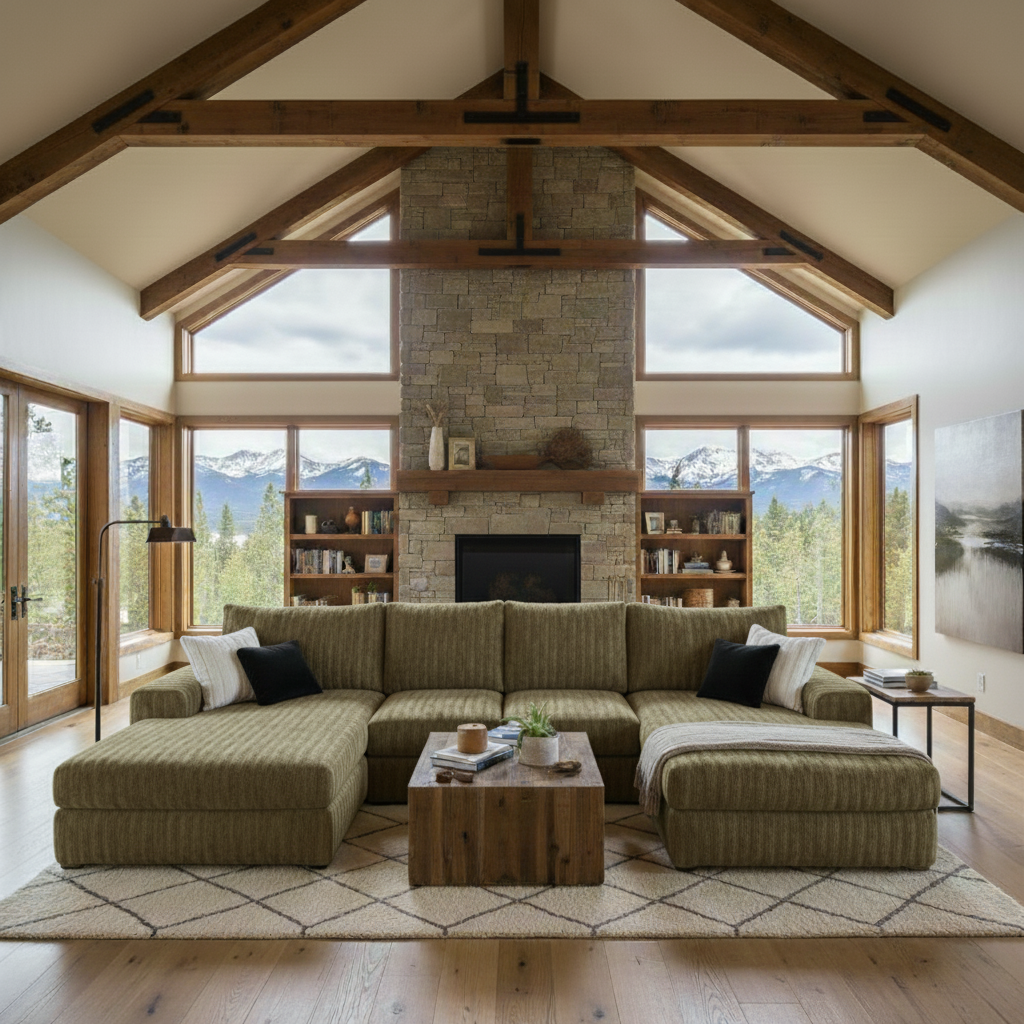 Minky Toast Three-Piece Double Chaise Sectional