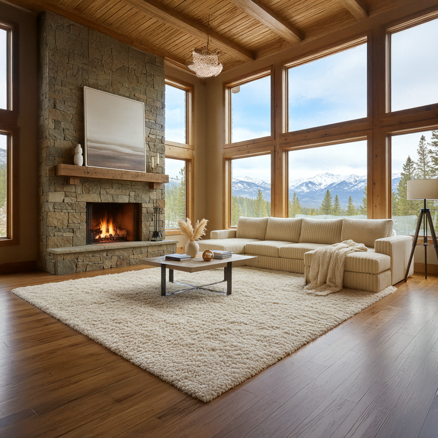 Minky Toast Three-Piece Double Chaise Sectional