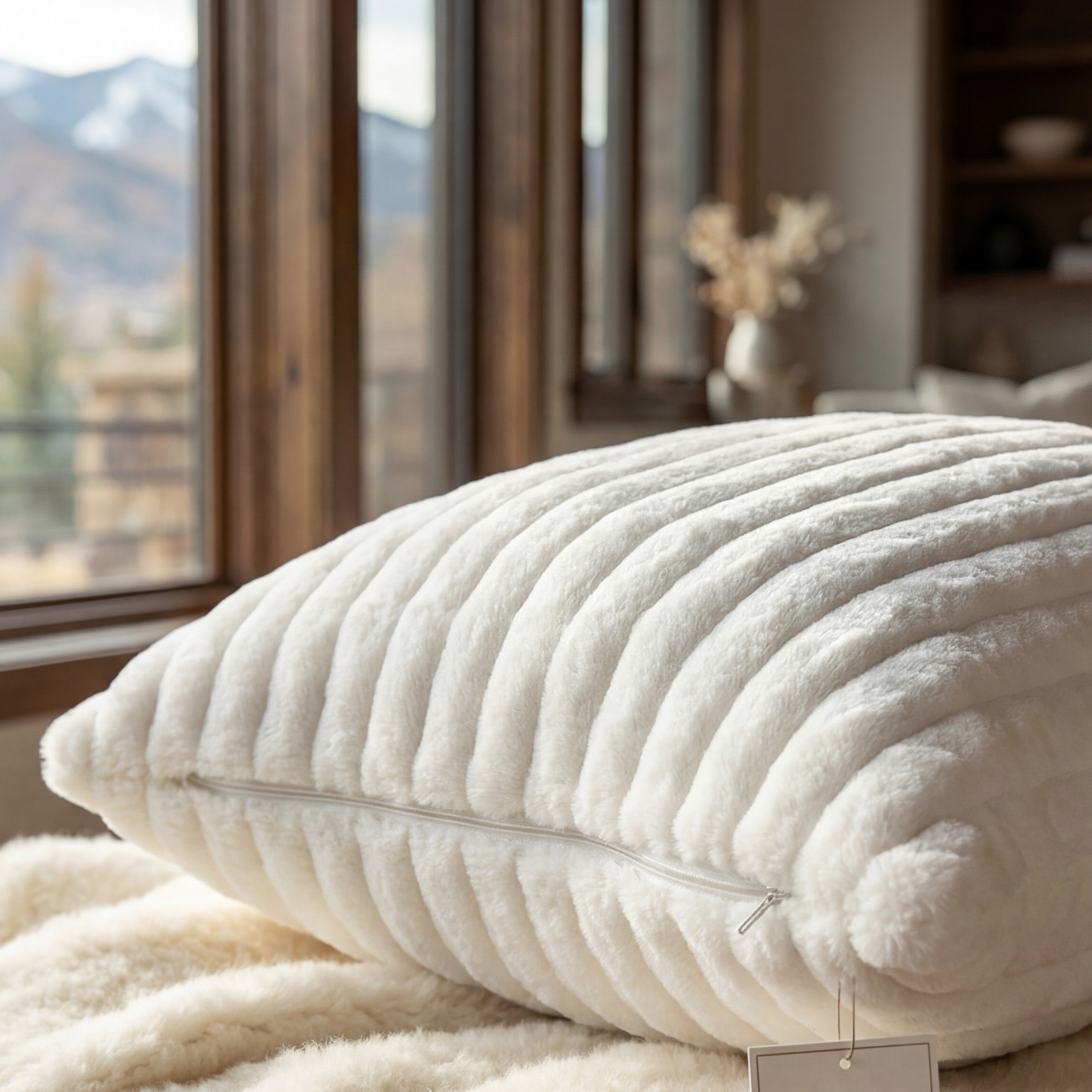 24" Minky White Throw Pillow