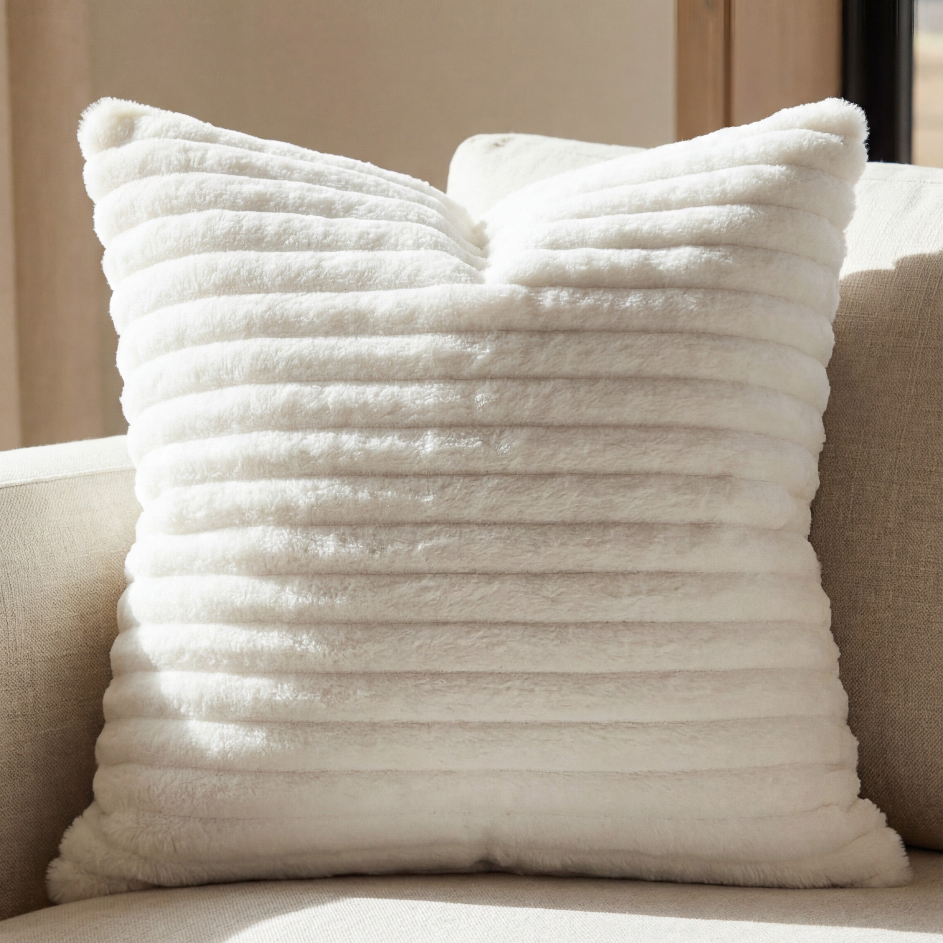 24" Minky White Throw Pillow