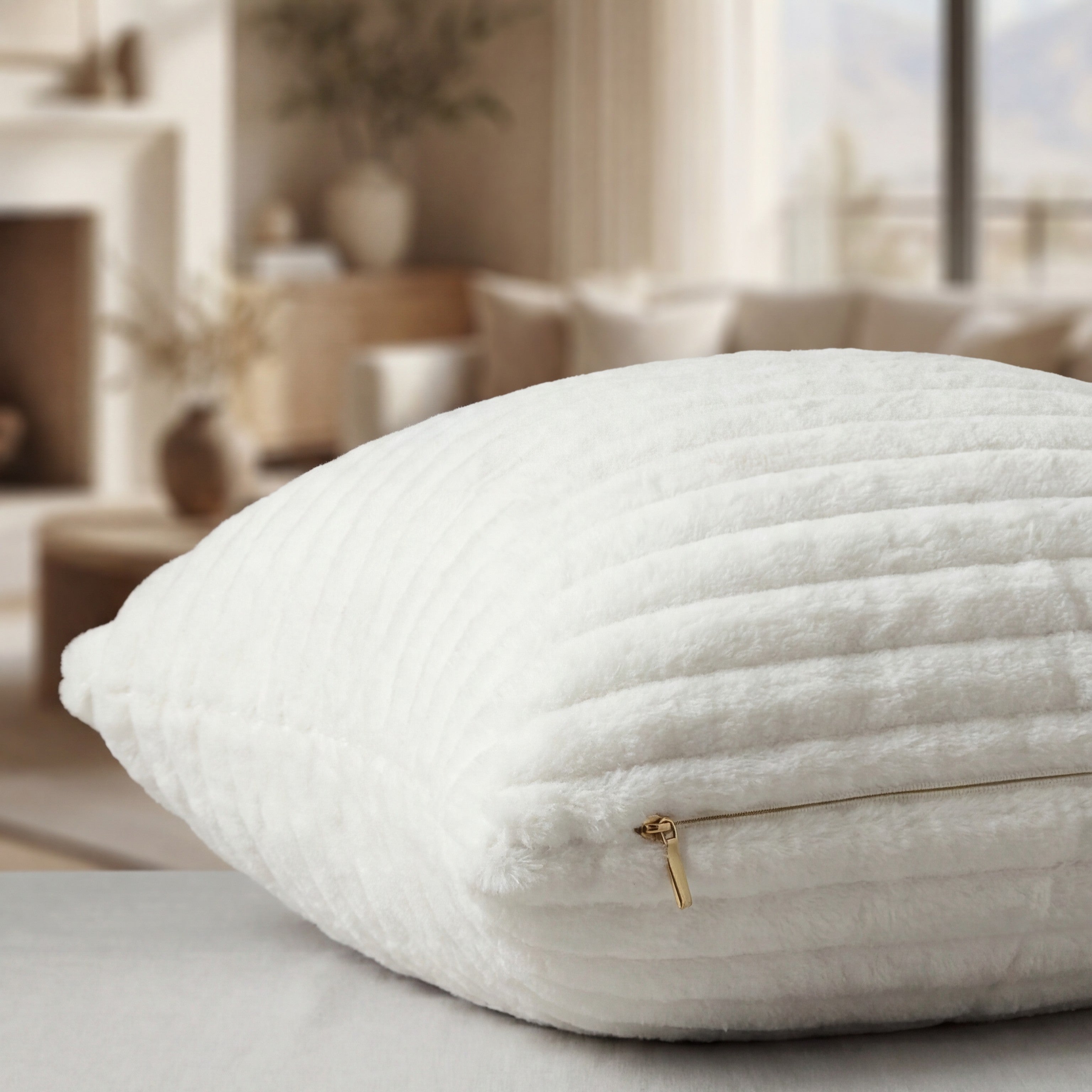 24" Minky White Throw Pillow