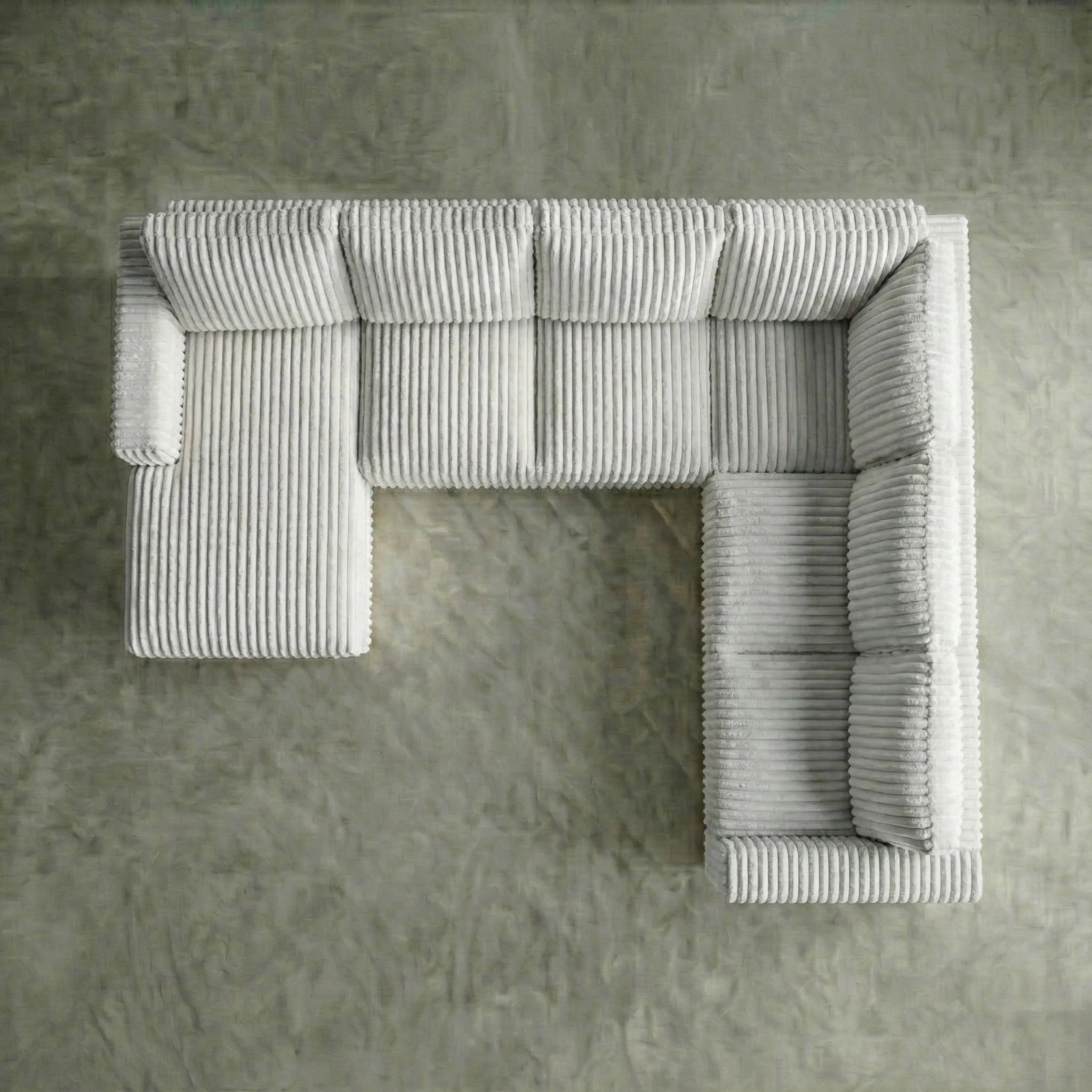 Minky White Three-Piece Chaise Sectional