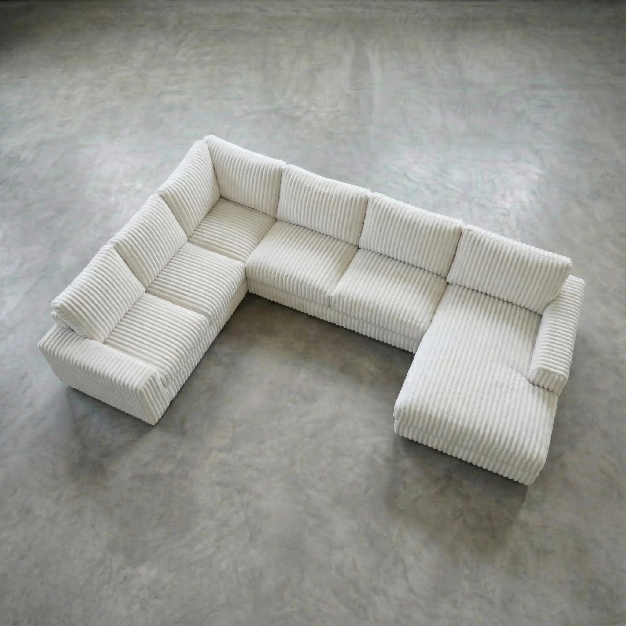 Minky White Three-Piece Chaise Sectional