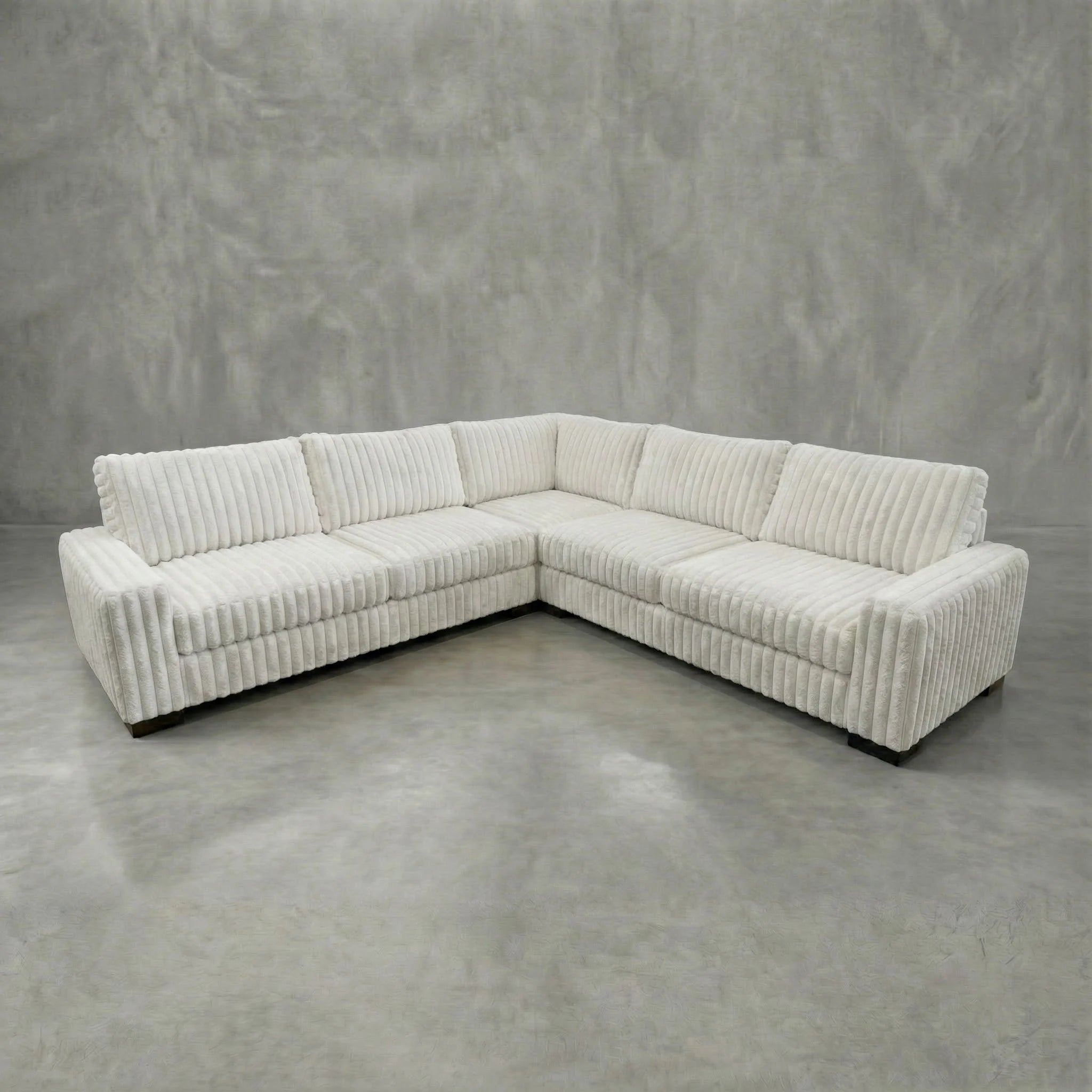 Minky White Three-Piece Sectional