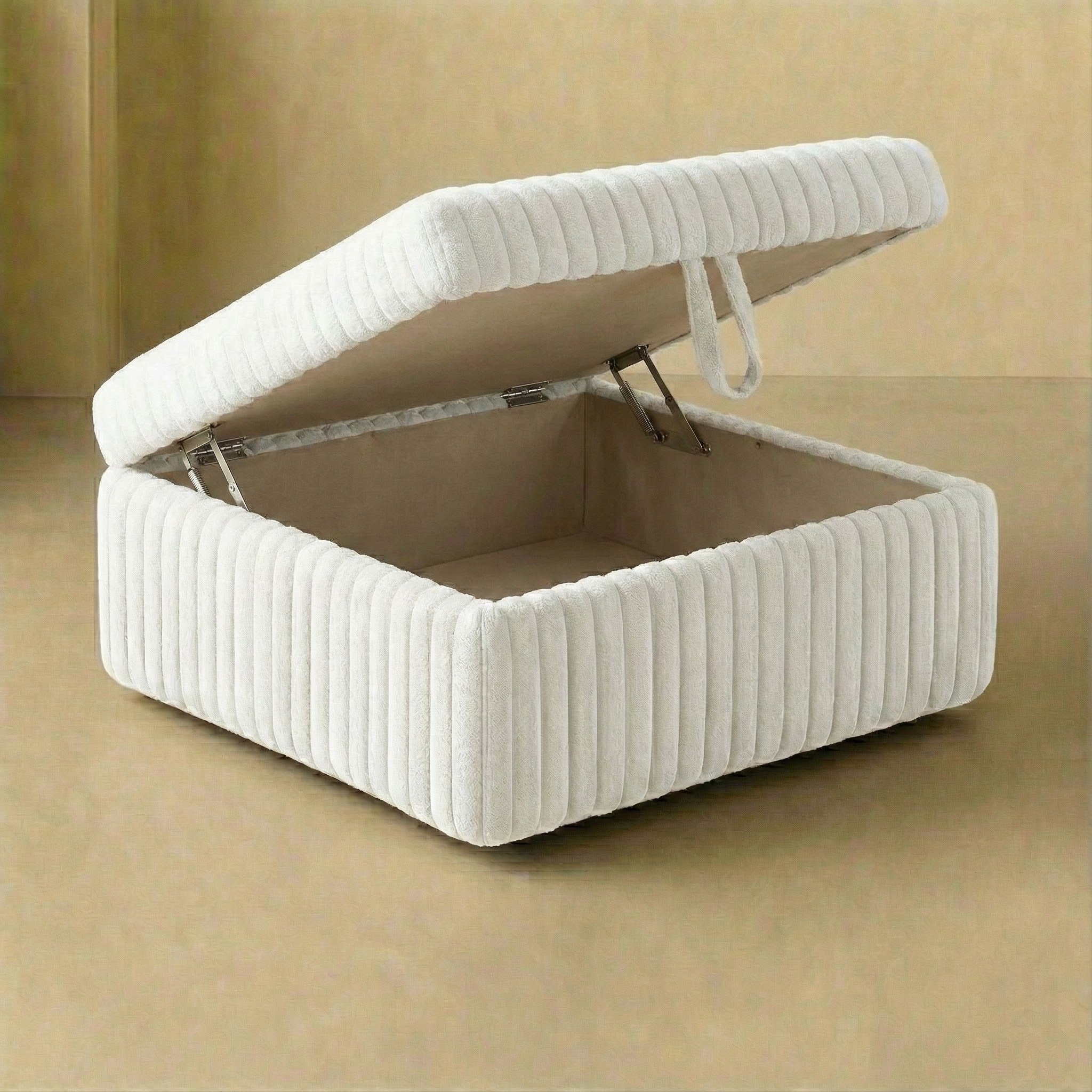 Minky White Ottoman Square
