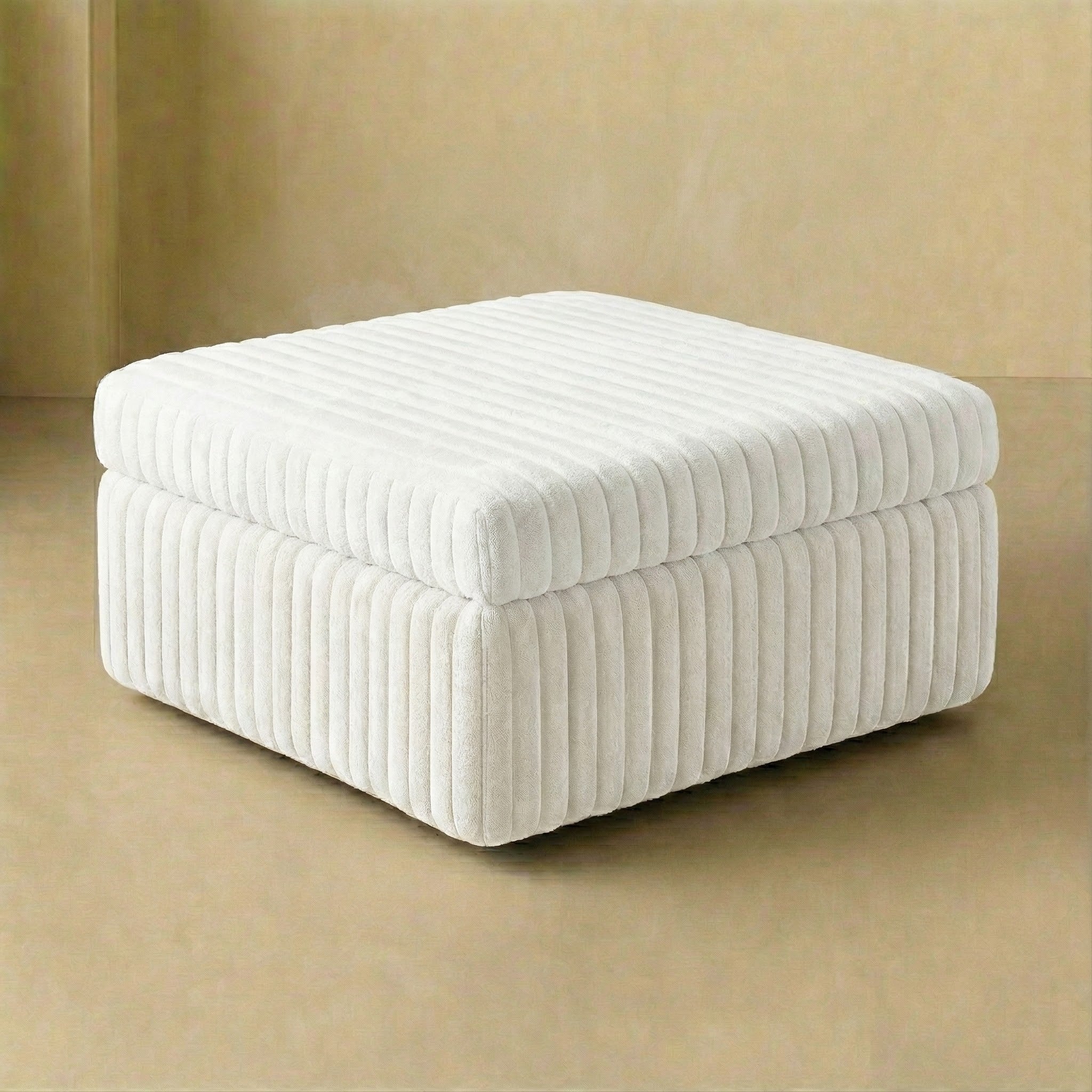 Minky White Ottoman Square