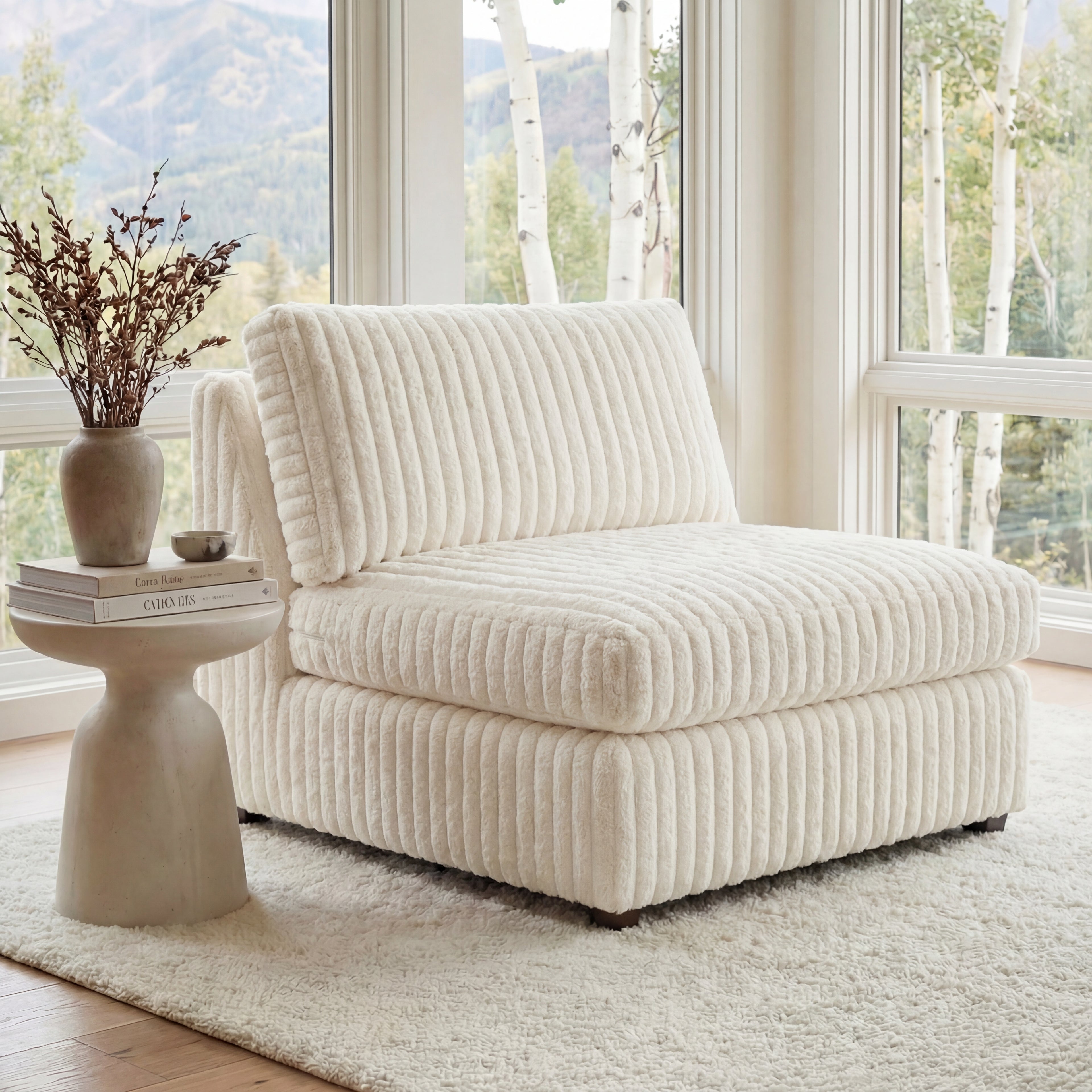 Minky White Modular Bench