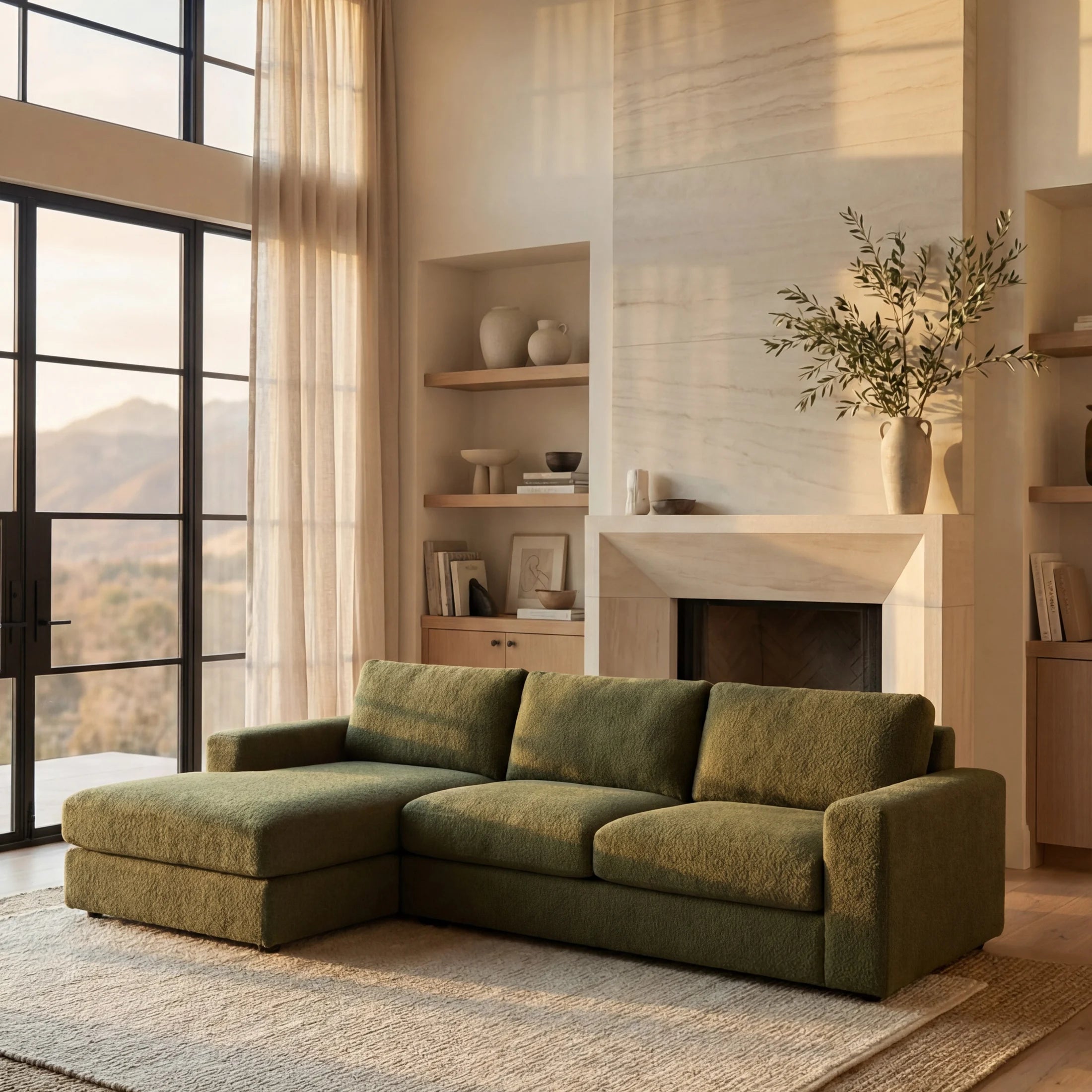 Cuddle Moss Two-Piece Chaise Sectional