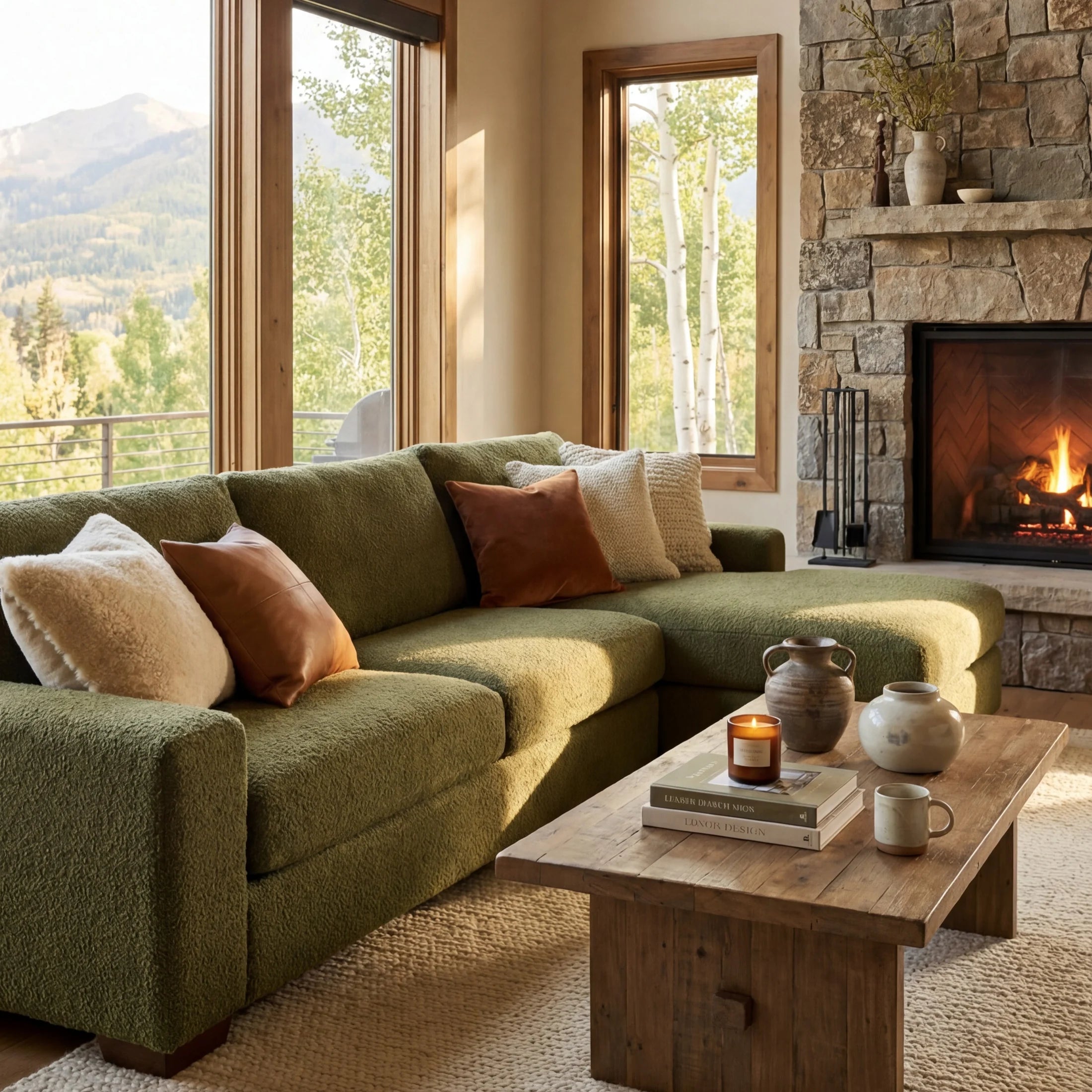 Cuddle Moss Two-Piece Chaise Sectional