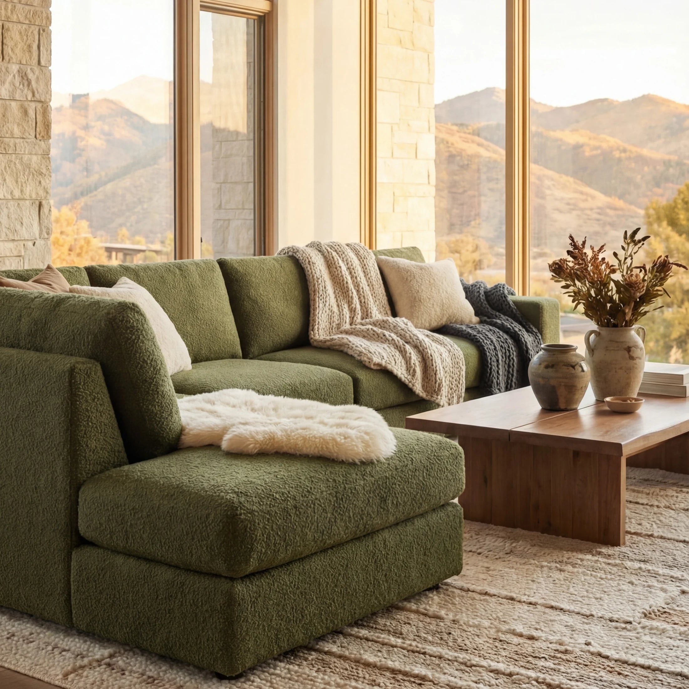 Cuddle Moss Veylo Two-Piece Sectional