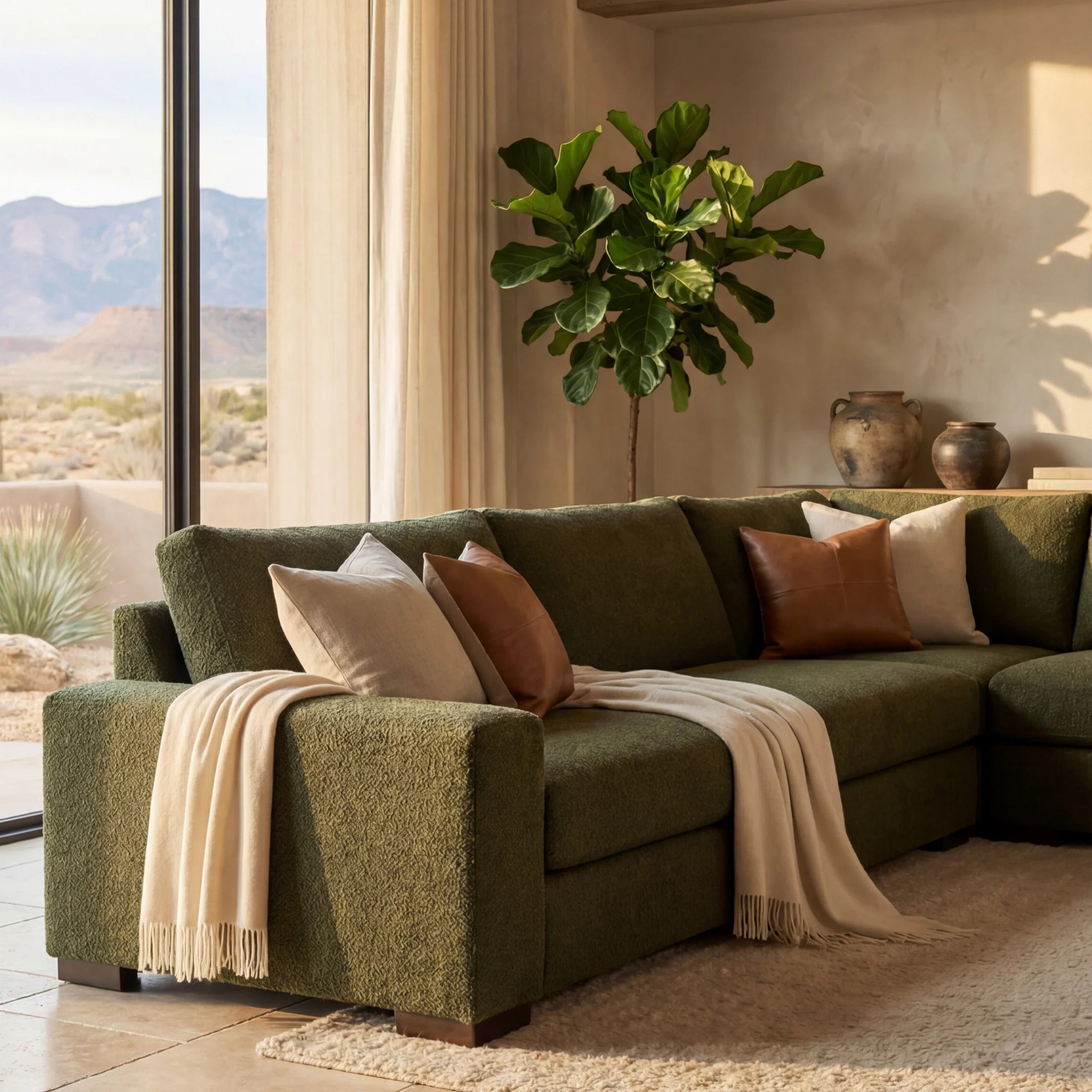 Cuddle Moss Three-Piece Sectional