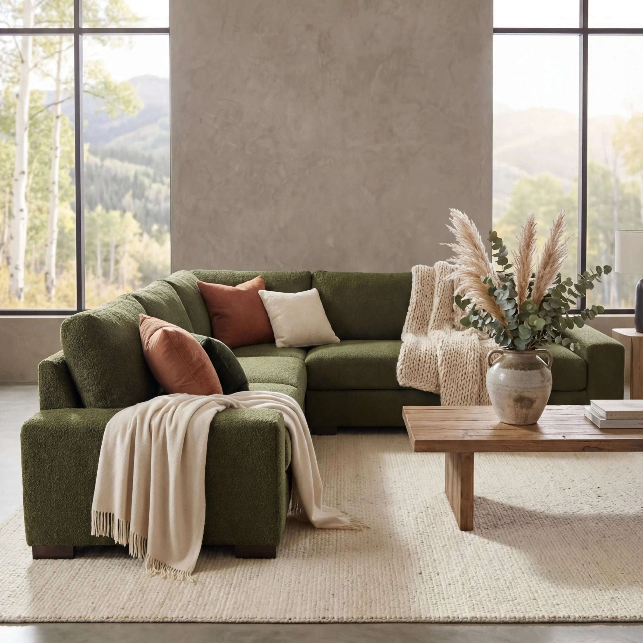 Cuddle Moss Three-Piece Sectional