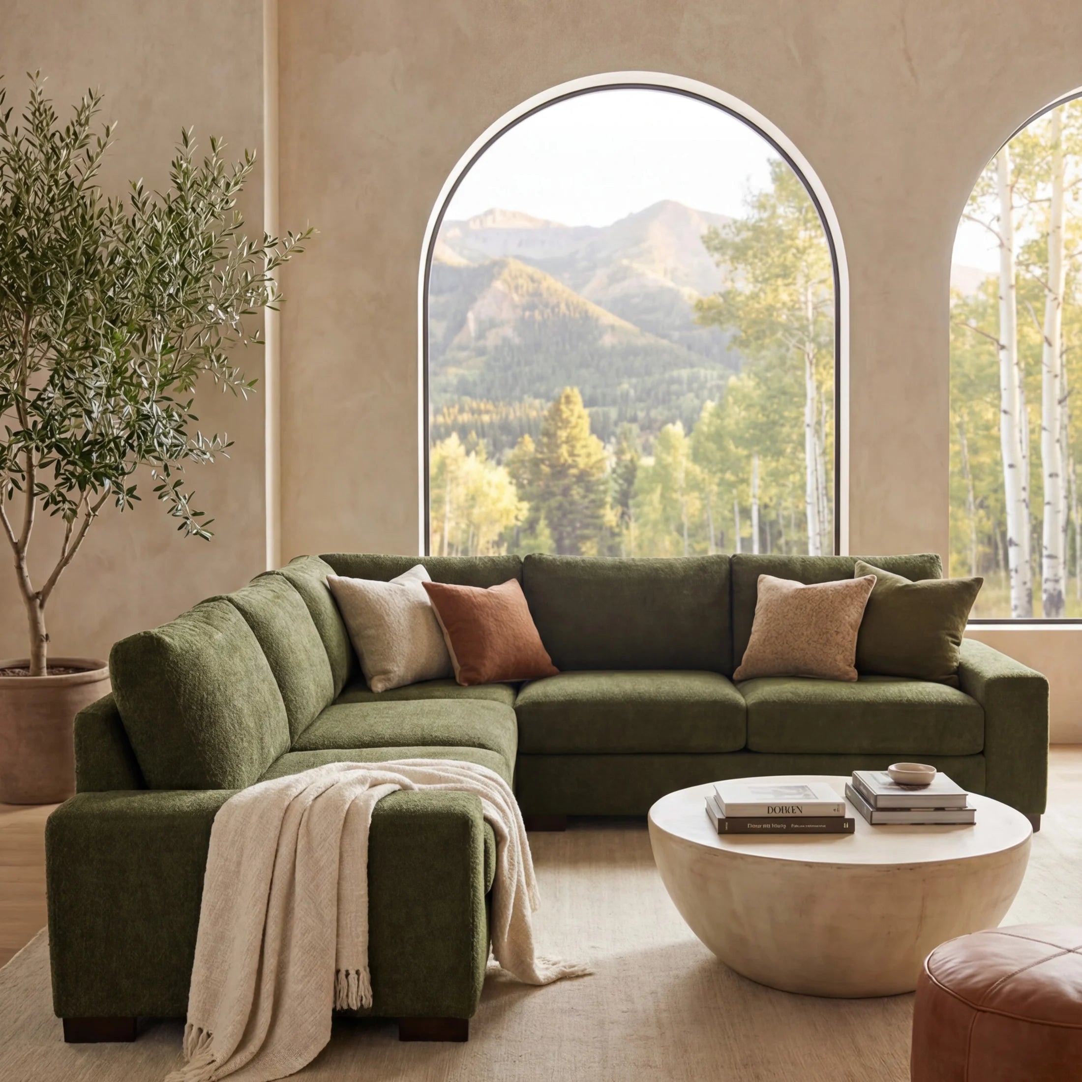 Cuddle Moss Three-Piece Sectional